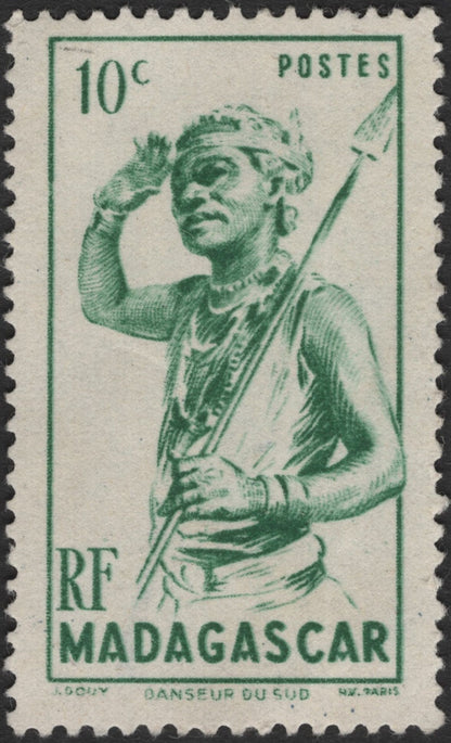 SCG2365 - Madagascar 1947 "Danseur du Sud" Tribal Dancer Set (10c, 40c, 50c)