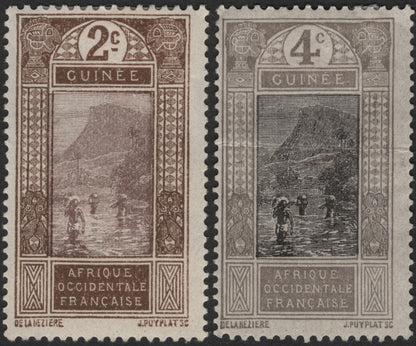 SCG2360 - Guinea 2c & 4c French West Africa Native Scene Stamps