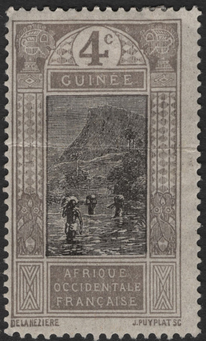 SCG2360 - Guinea 2c & 4c French West Africa Native Scene Stamps