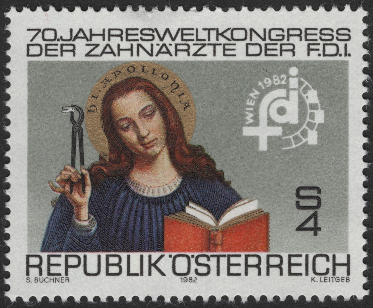 SCG2332 - Austria 1982 FDI Dental Congress Stamp – St. Apollonia