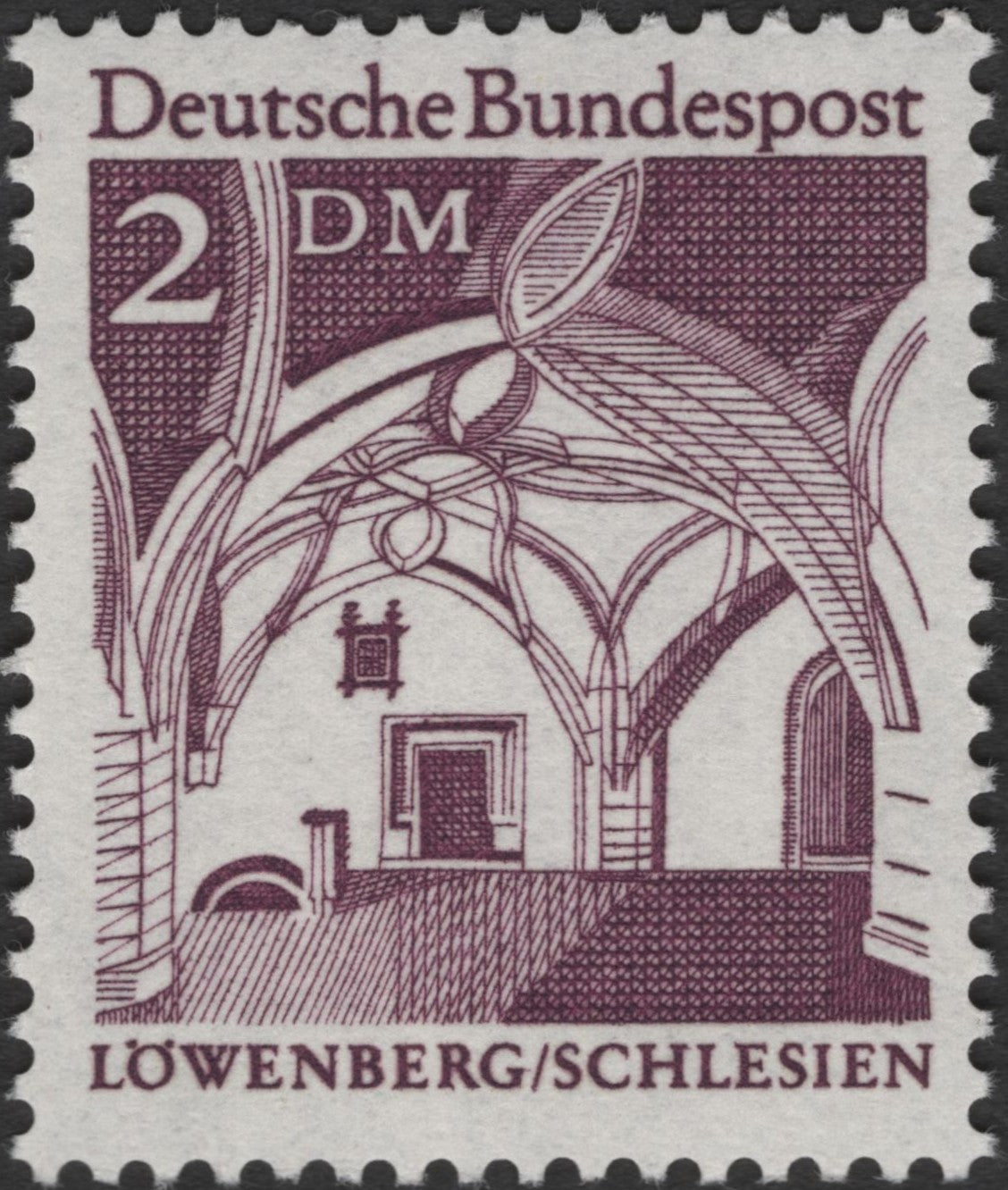SCG2389 - Germany 2 DM Löwenberg/Schlesien Vaulted Interior Stamp (1960)