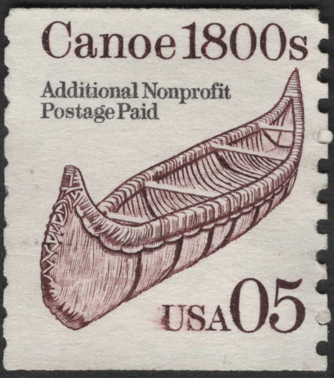 SCG2397 - USA 1980s 5¢ Canoe Stamp – Additional Nonprofit Postage