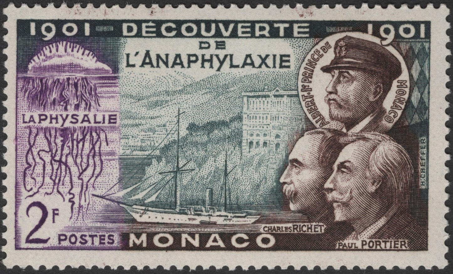 SCG2403 - Monaco 1961 Discovery of Anaphylaxis Stamp – Richet & Portier
