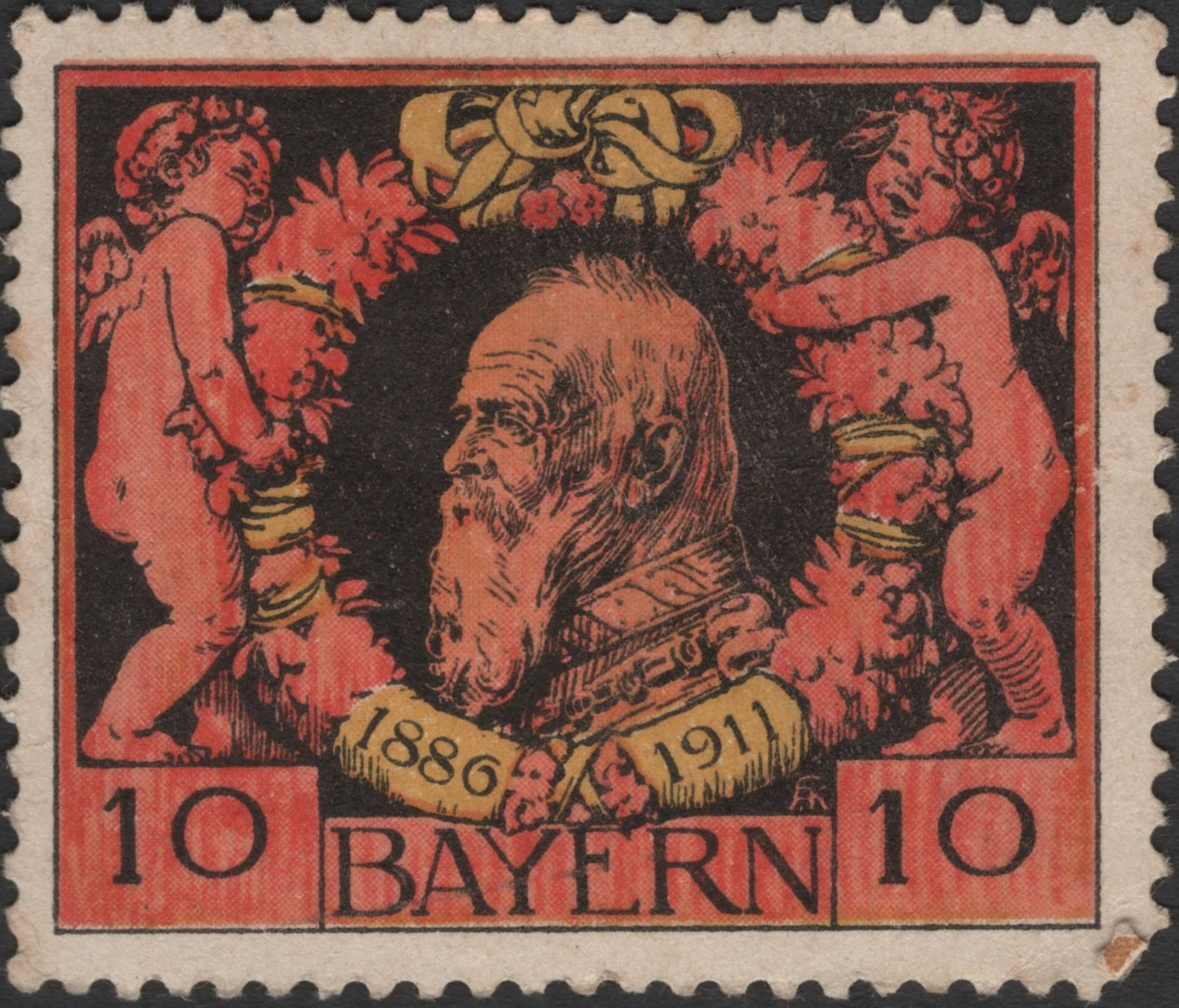SCG2407 - Bavaria 1911 Prince Regent Luitpold Jubilee Stamp – 10 Pfennig