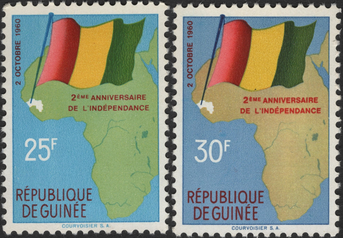 SCG2428 - Guinea 1960 2nd Independence Anniversary Stamps (25F & 30F)