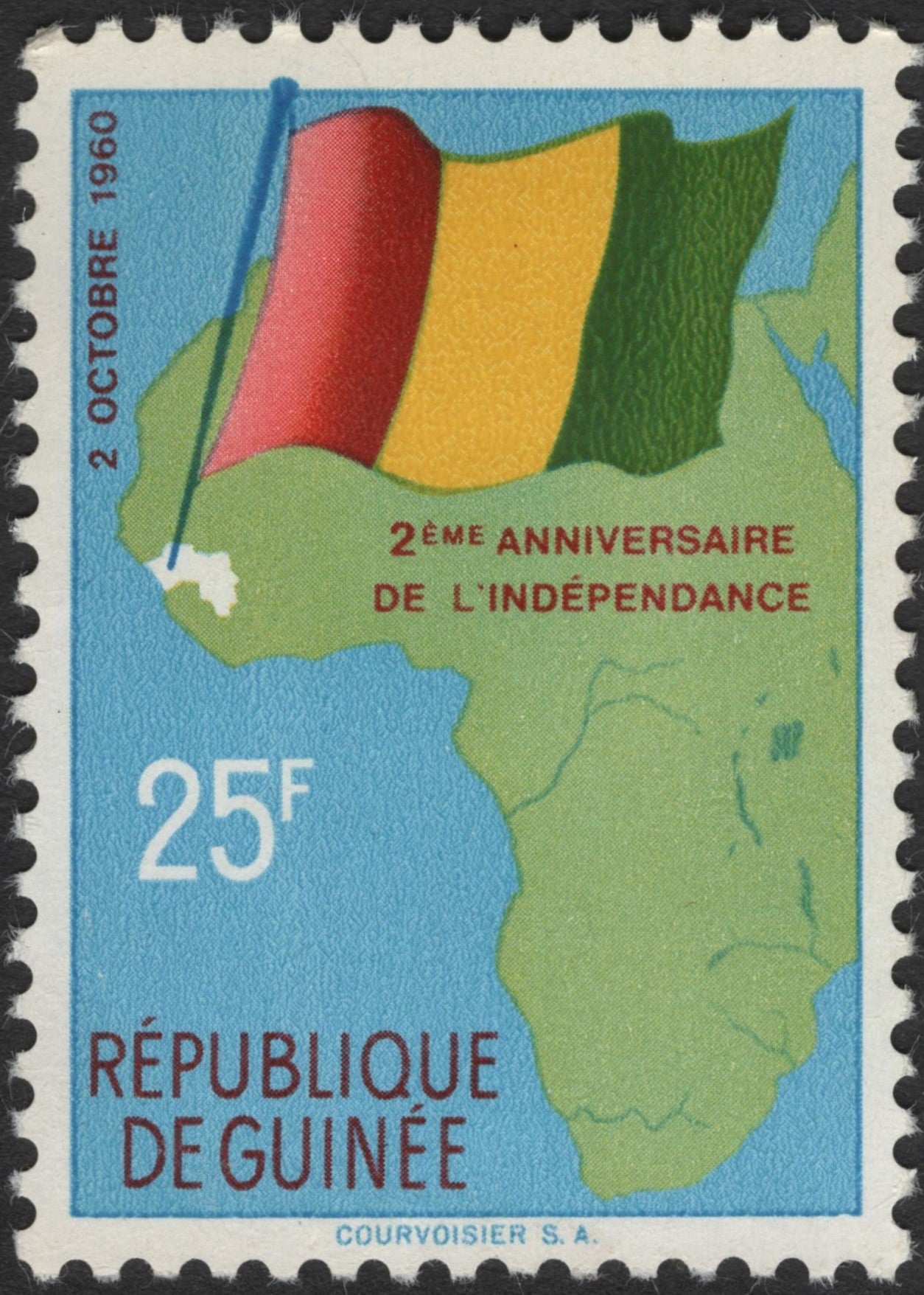 SCG2428 - Guinea 1960 2nd Independence Anniversary Stamps (25F & 30F)