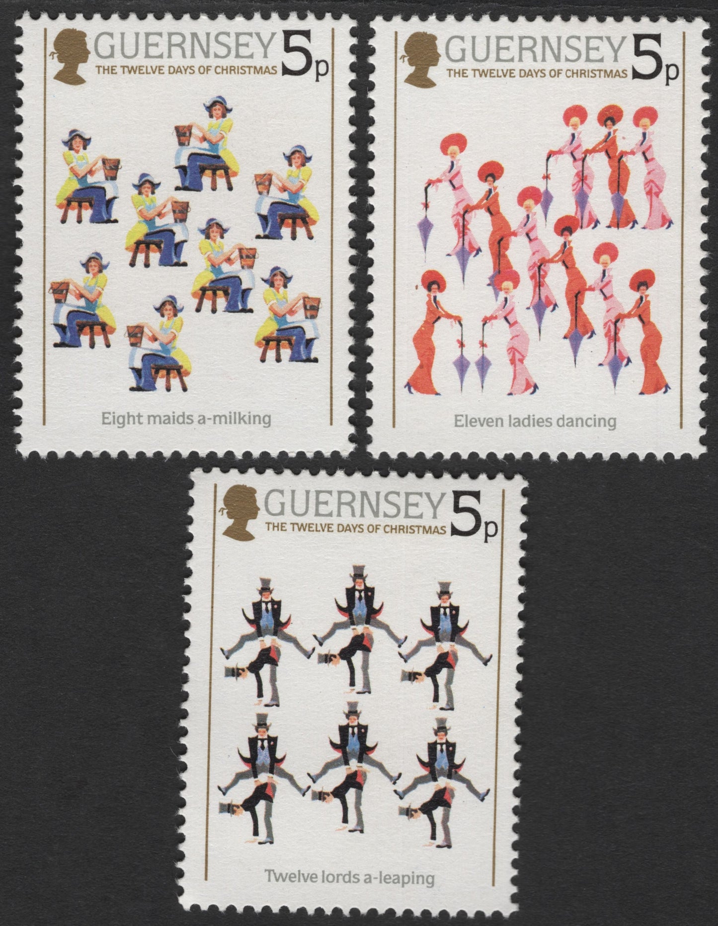 SCG2432 - Guernsey 1984 "Twelve Days of Christmas" – 5p Stamps (Set of 3)