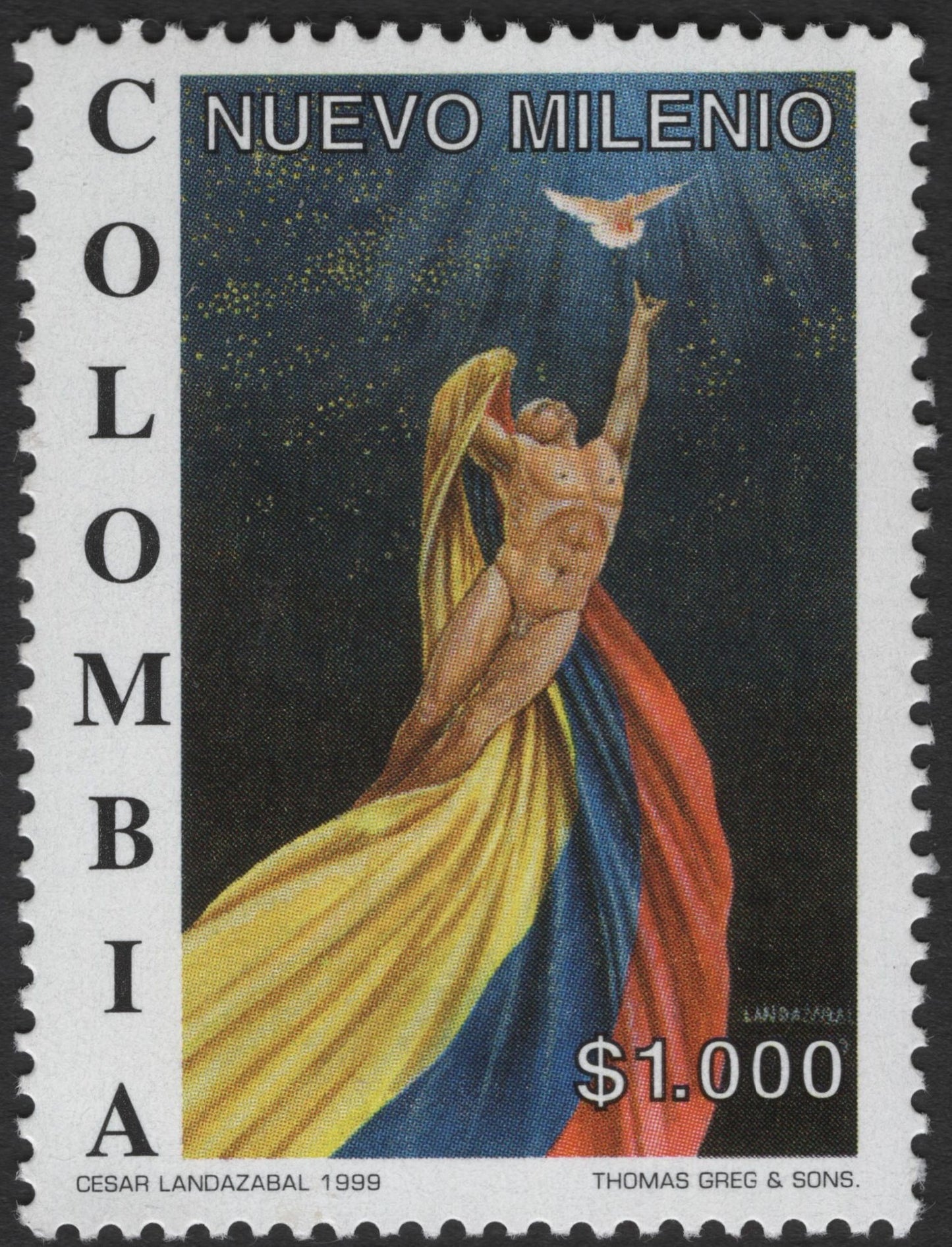 SCG2430 - Colombia 1999 "Nuevo Milenio" Millennium $1000 Stamp Set