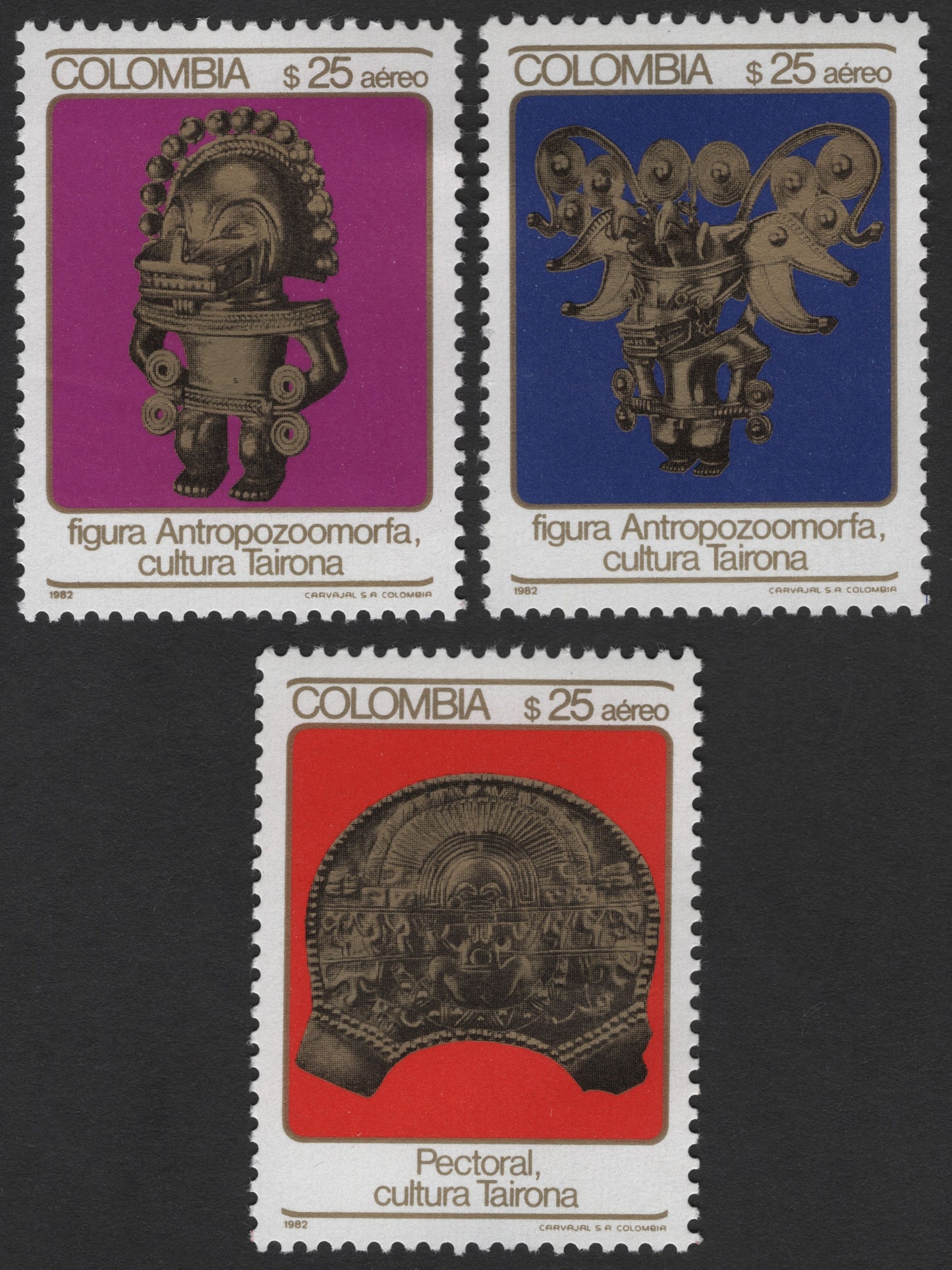 SCG2433 - Colombia 1982 Tairona Culture Artifacts – $25 Airmail Set