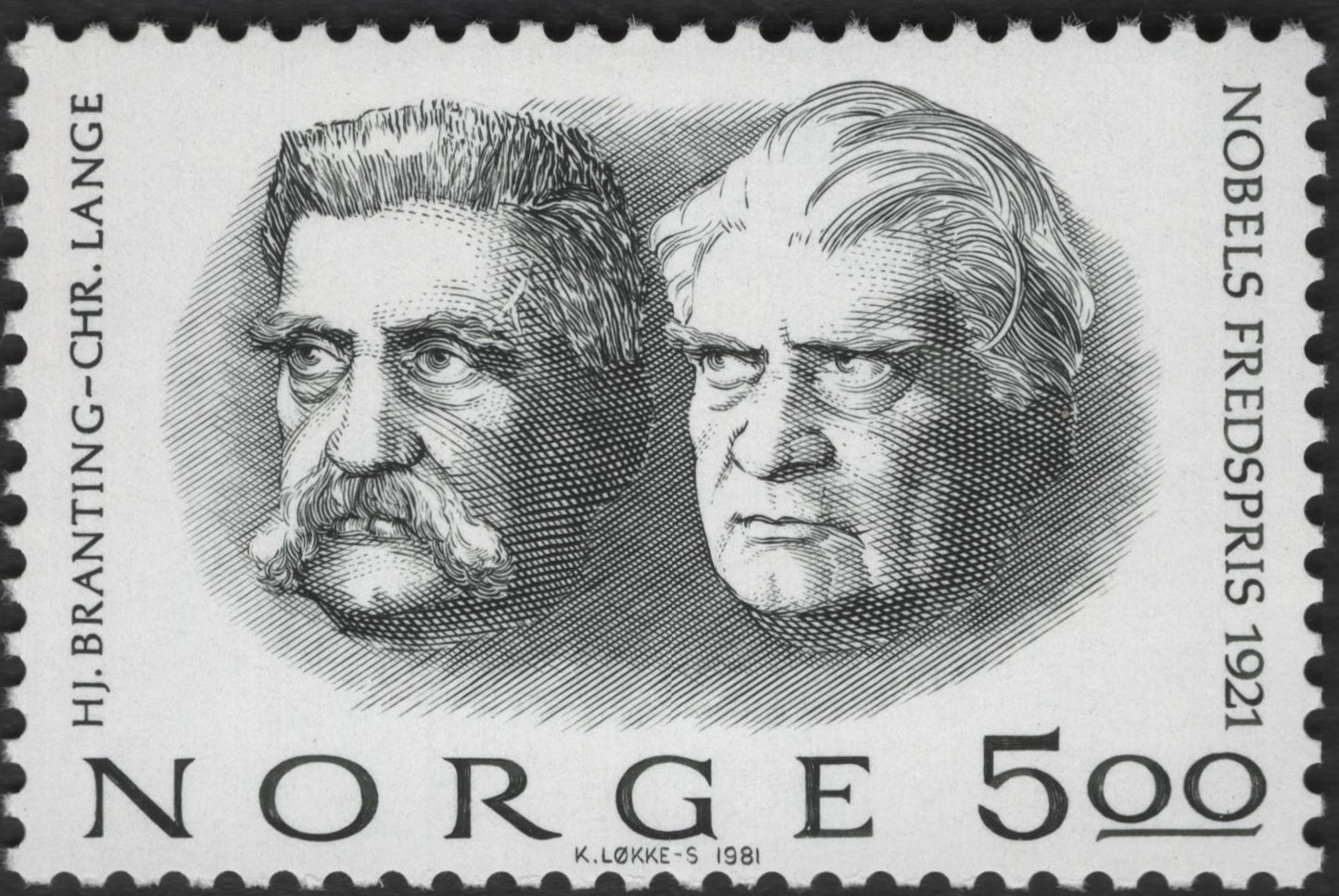 SCG2475 - Norway 1981 Nobel Peace Prize 1921 – Branting & Lange