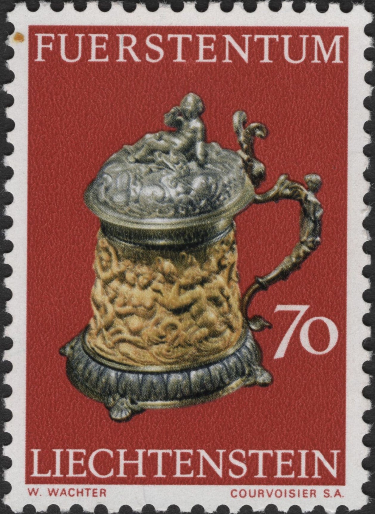 SCG2476 - Liechtenstein 70 Rp Ornate Tankard Stamp – W. Wachter Design