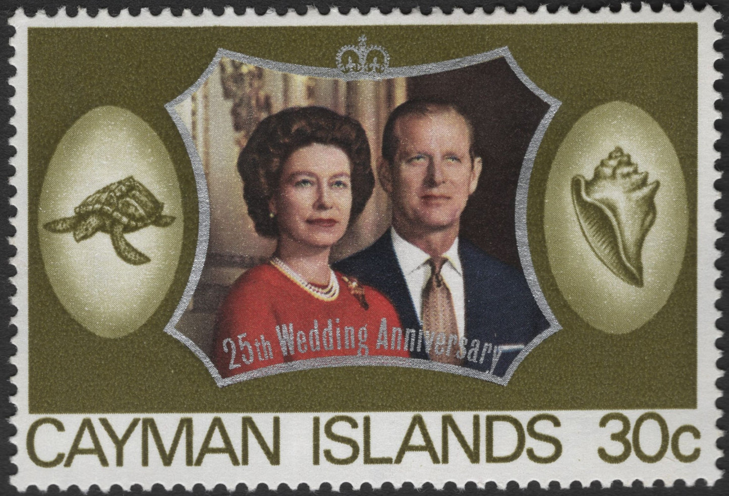 SCG2471 - Cayman Islands 25th Wedding Anniversary Stamp – 1972