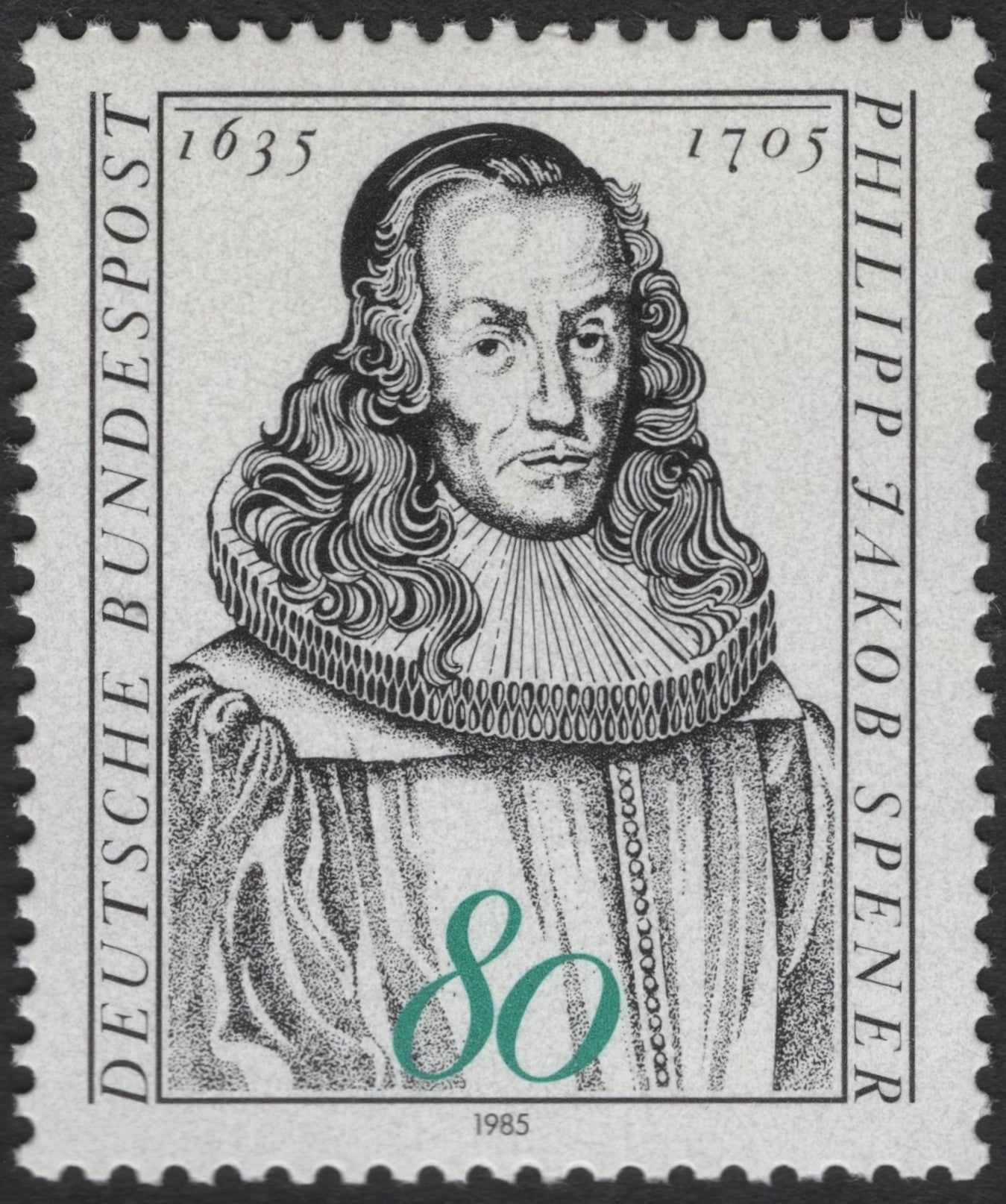 SCG2443 - 1985 Germany 80 Pfennig Philipp Jakob Spener Stamp