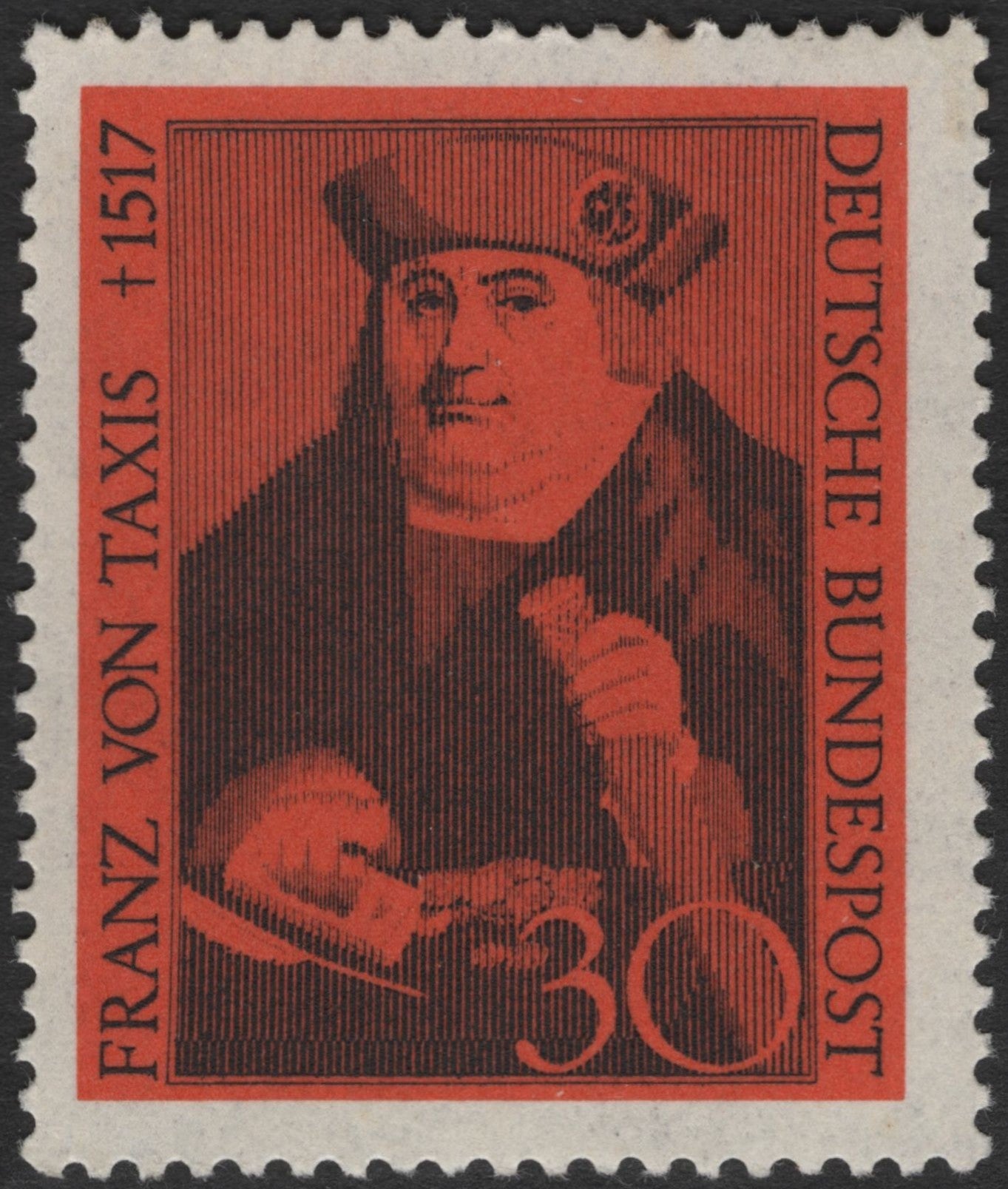 SCG2445 - Germany 1967 Franz von Taxis Memorial Stamp – 30 Pf