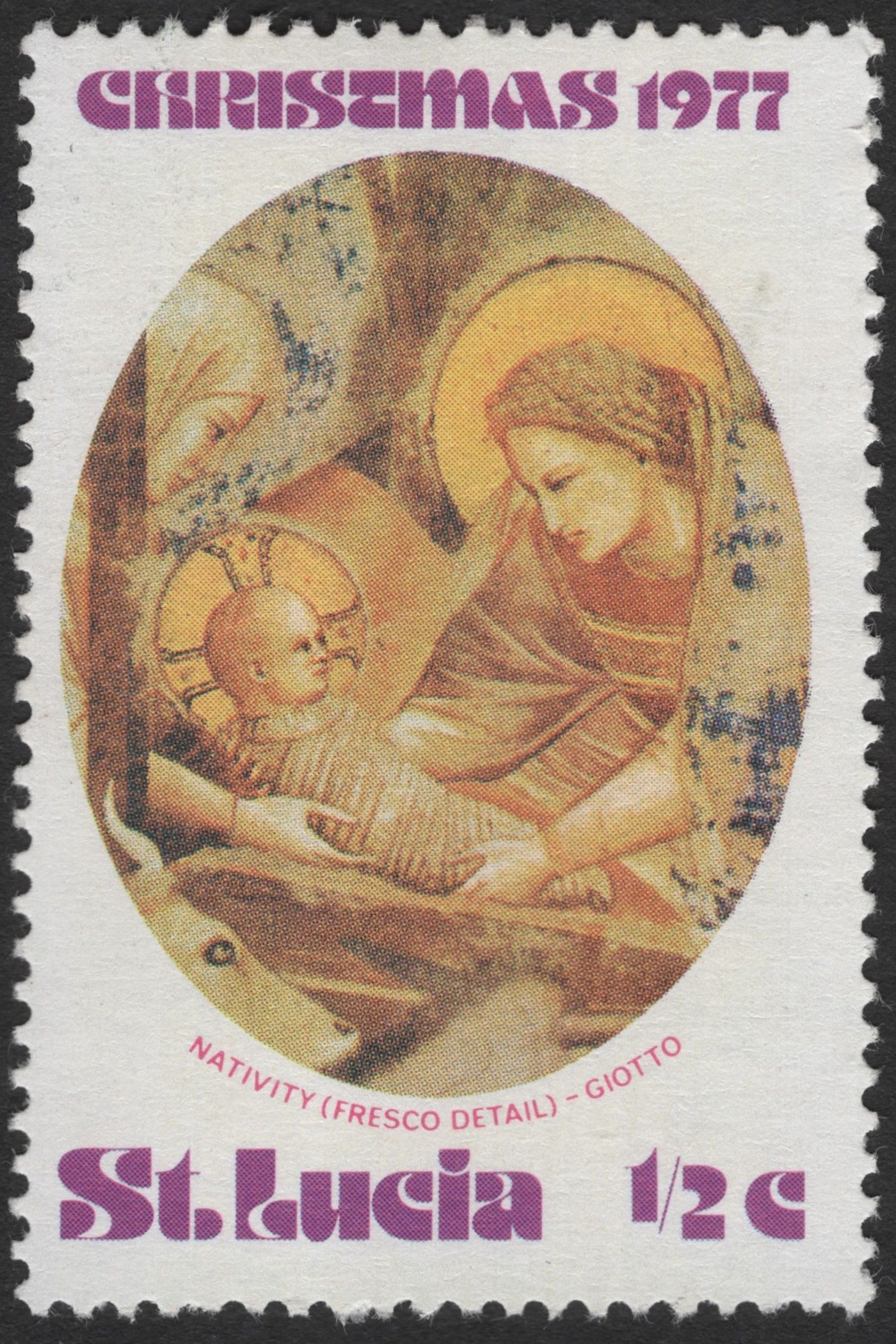 SCG2498 - St. Lucia 1977 Christmas Stamp – Giotto's Nativity Fresco