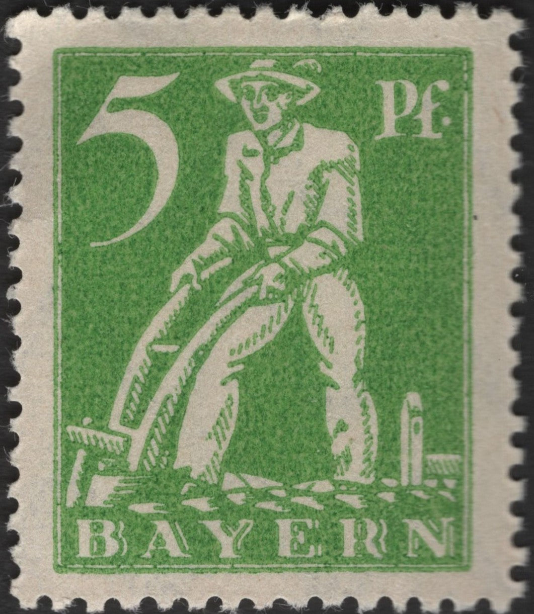 SCG2482 - Bavaria 1919 Plowman Issue – 5, 10 & 15 Pfennig Trio