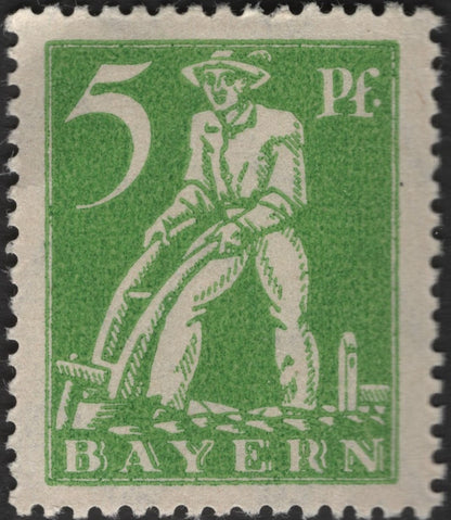 SCG2482 - Bavaria 1919 Plowman Issue – 5, 10 & 15 Pfennig Trio