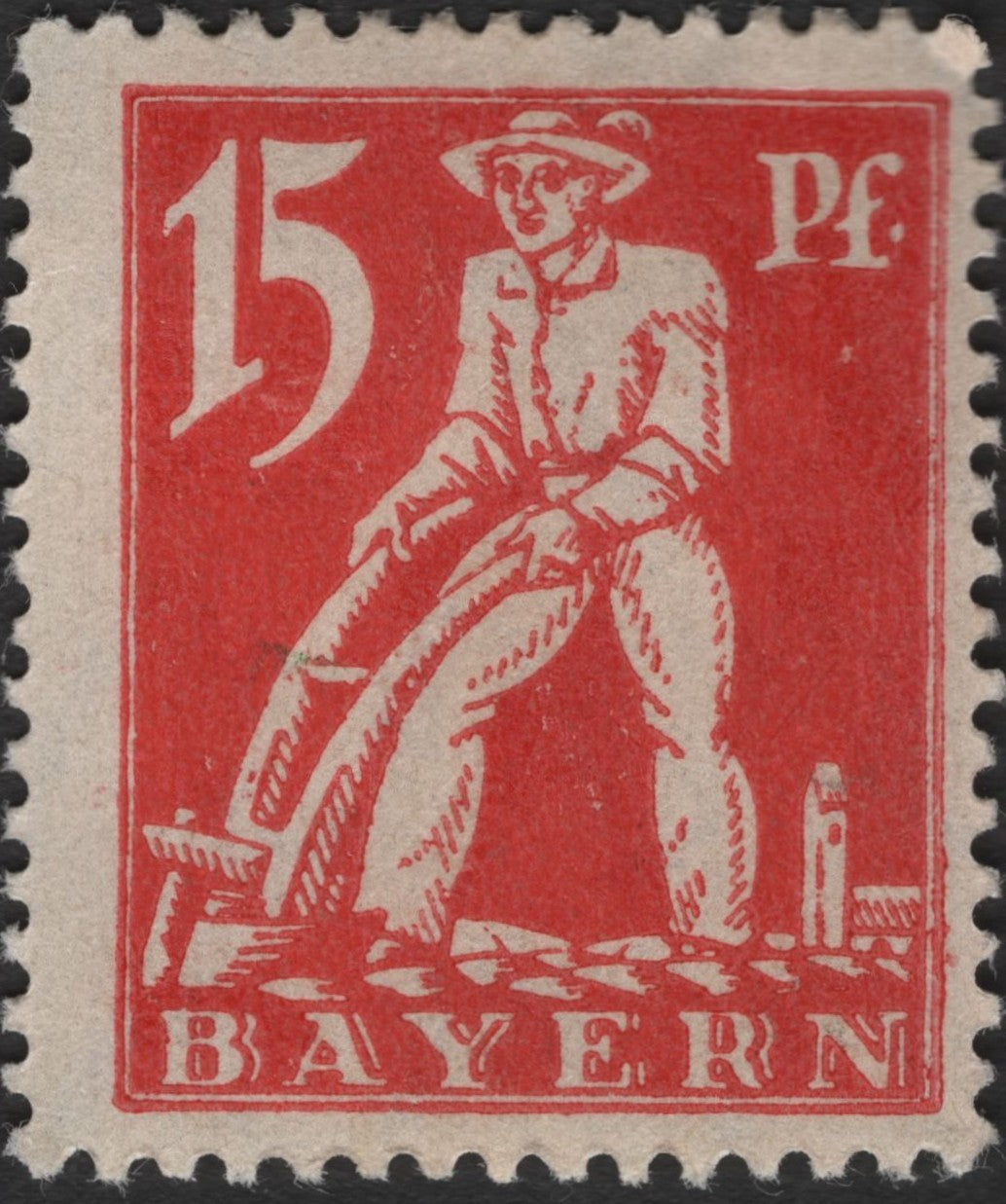 SCG2482 - Bavaria 1919 Plowman Issue – 5, 10 & 15 Pfennig Trio