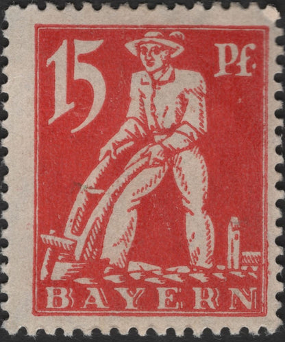 SCG2482 - Bavaria 1919 Plowman Issue – 5, 10 & 15 Pfennig Trio