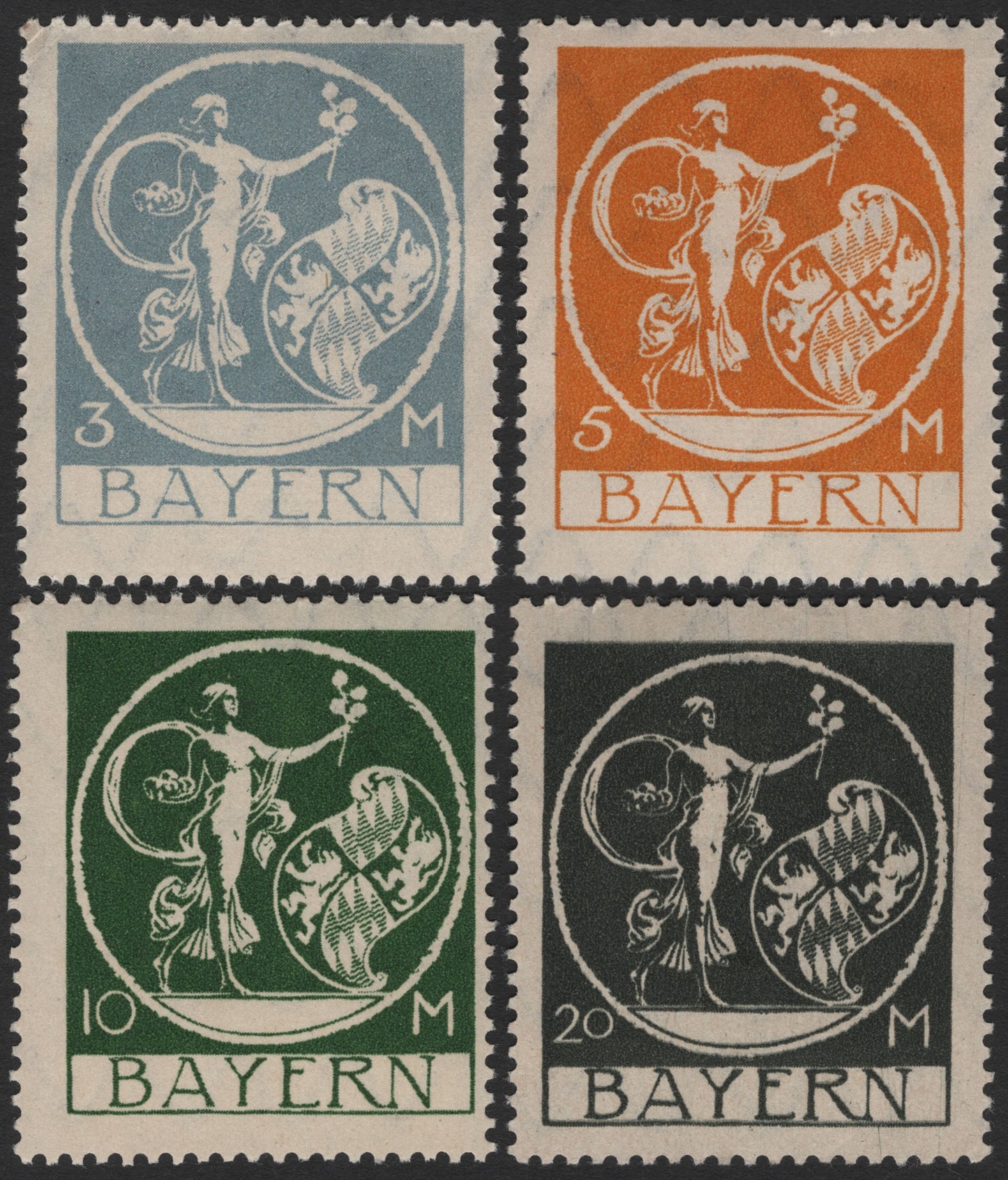 SCG2483 - Bavaria 1919 Allegory of Bavaria Definitive Set (3M–20M)