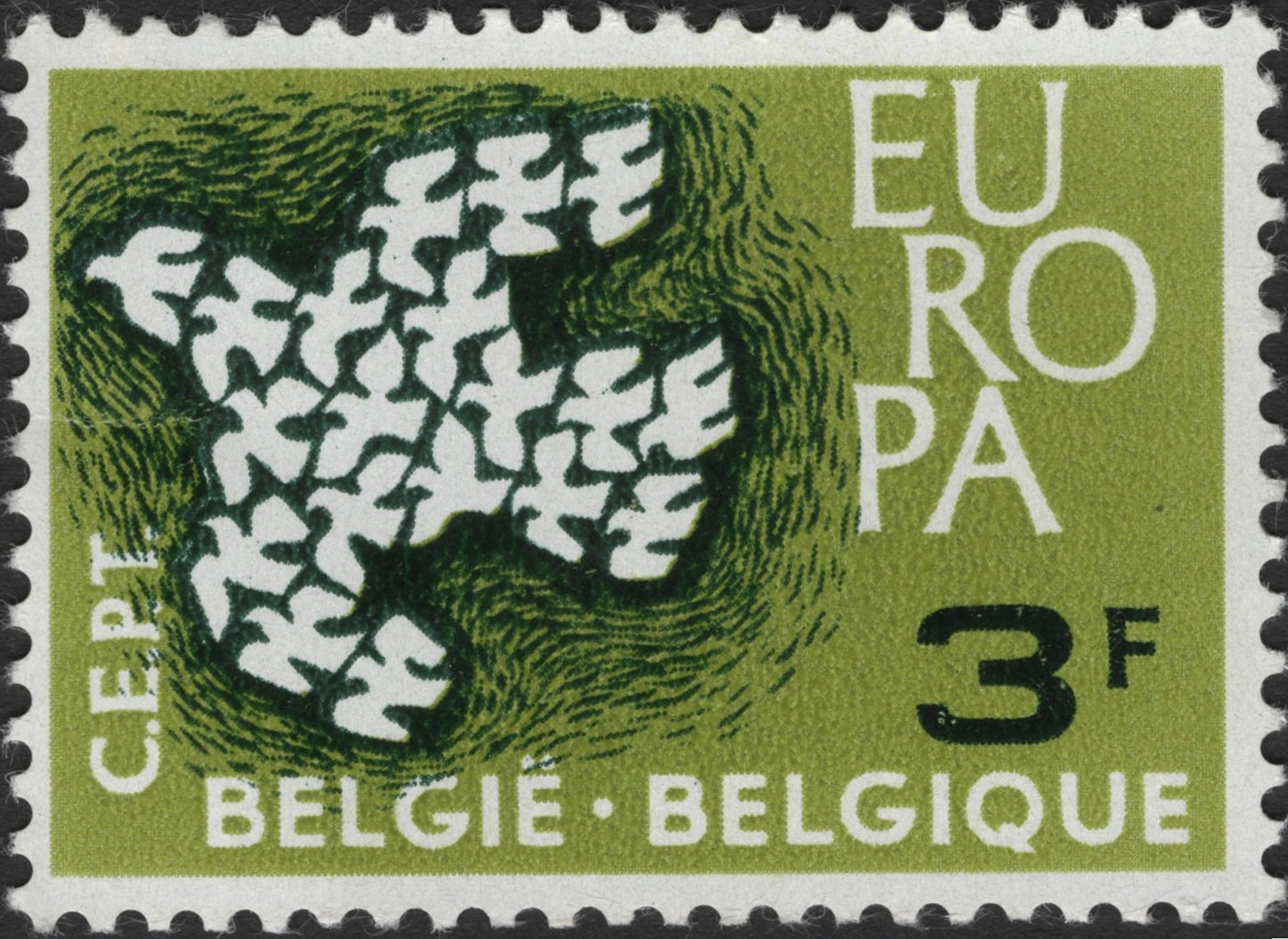 SCG2539 - 1960 Belgium Europa CEPT Stamp – Doves Forming Europe