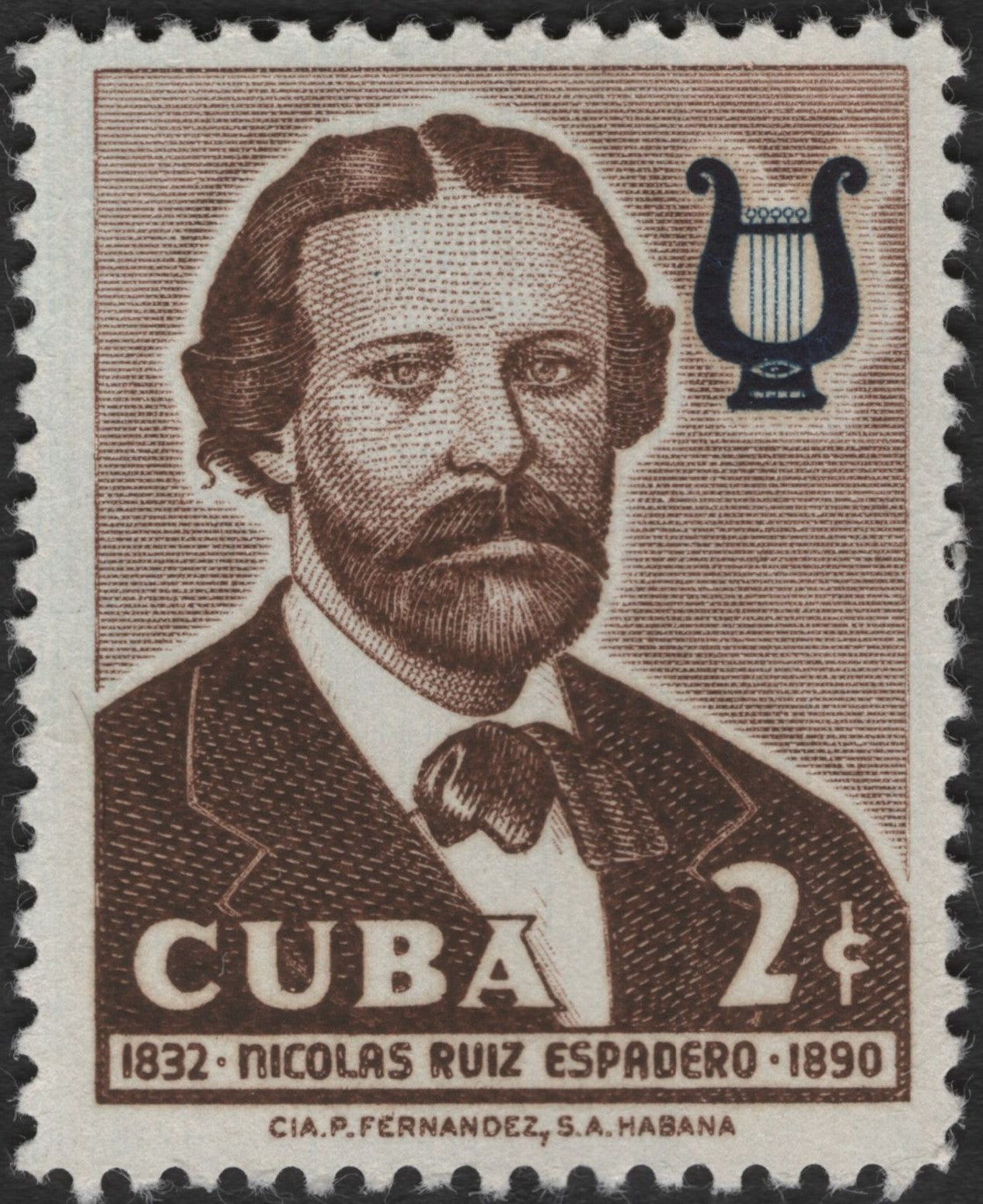 SCG2557 - Cuba 2¢ Nicolás Ruiz Espadero Stamp (1832–1890)