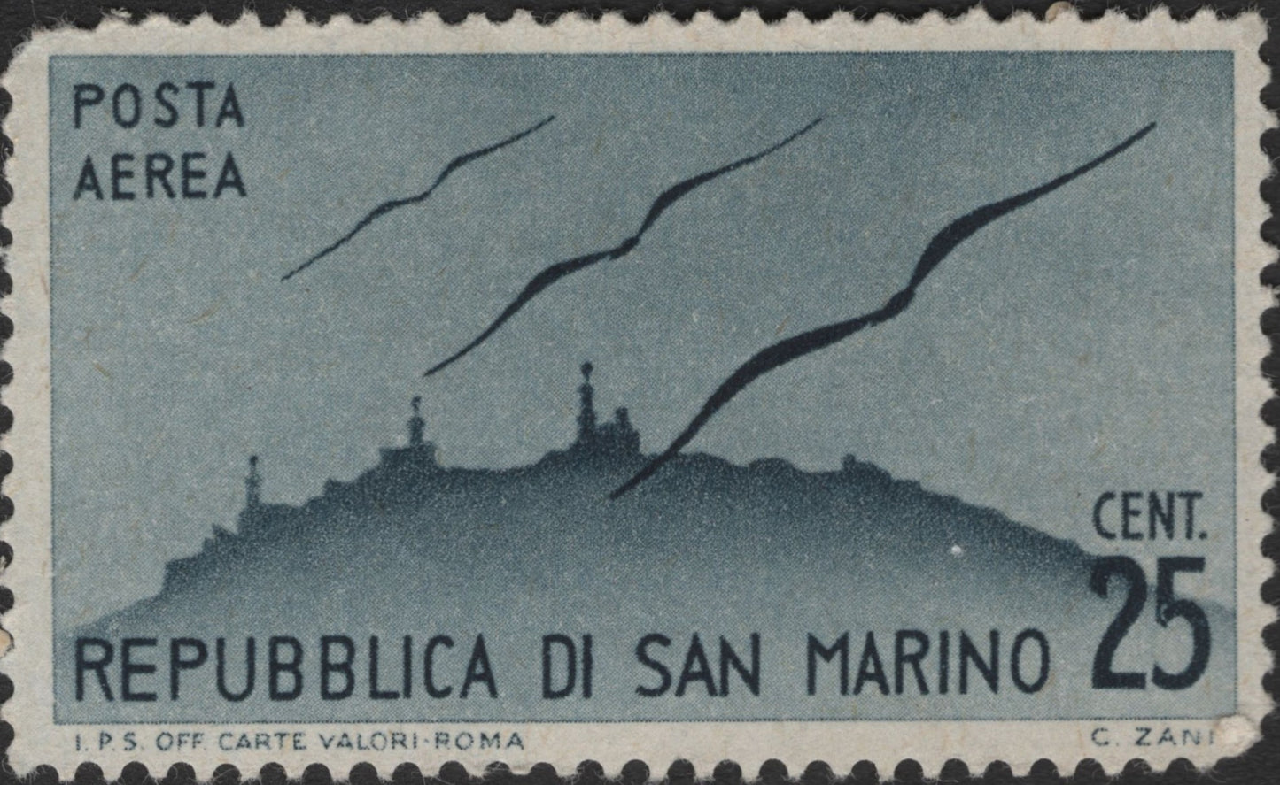 SCG2561 - 1950s San Marino Airmail Stamp – Mount Titano Silhouette