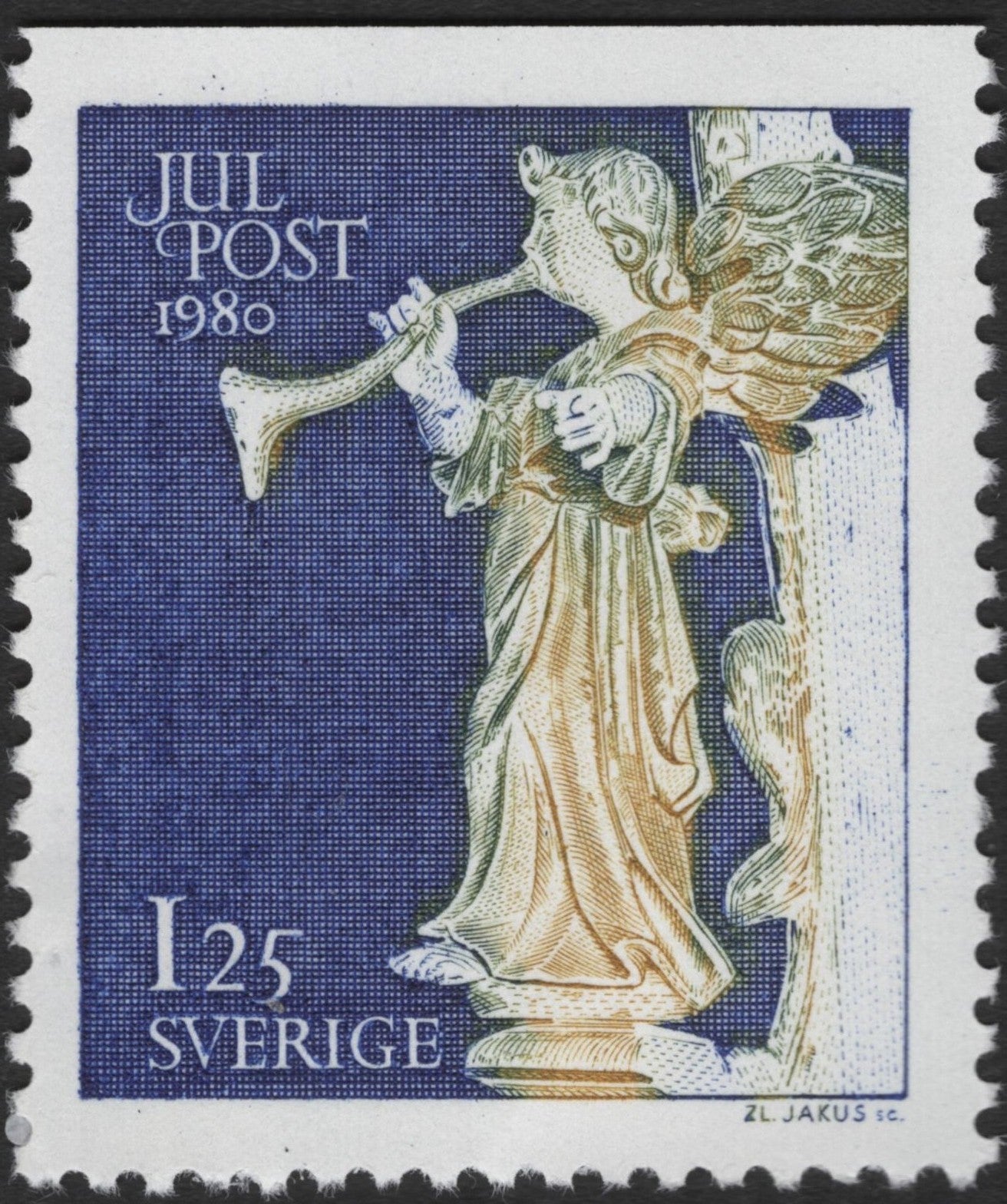 SCG2566 - Sweden 1980 Christmas Angel Stamp – 1.25 SEK