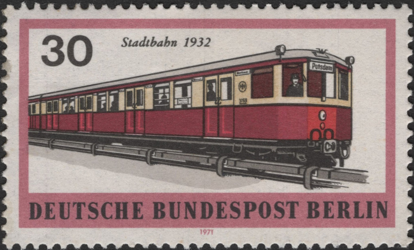 SCG2573 - Germany 1971 Stadtbahn 1932 Train Stamp
