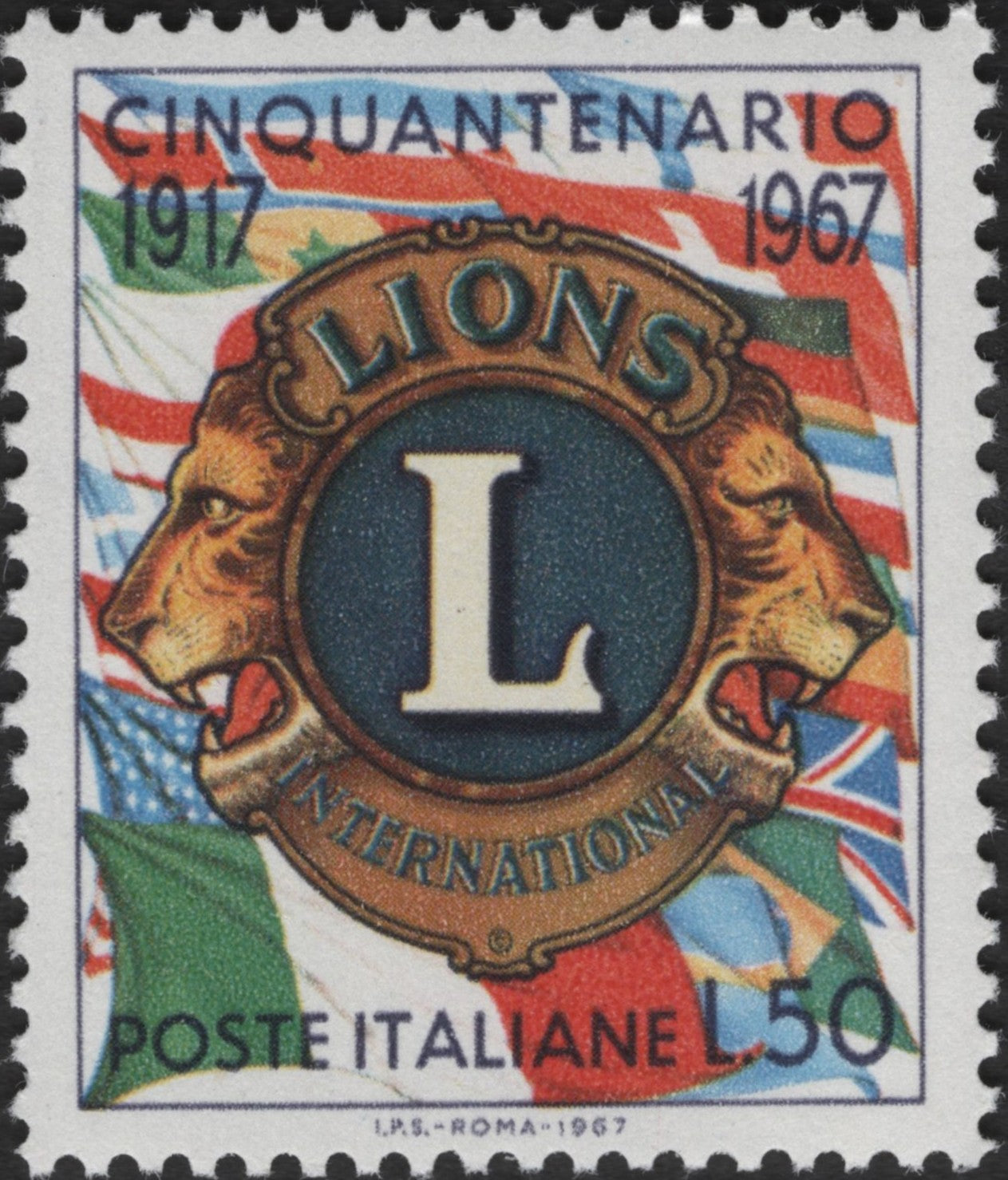 SCG2580 - Italy 1967 Lions Club 50th Anniversary Stamp