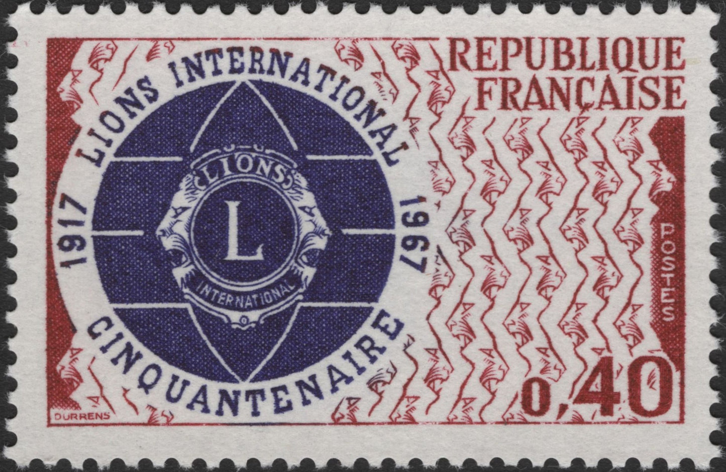 SCG2588 - 1967 France Lions Club 50th Anniversary Stamp