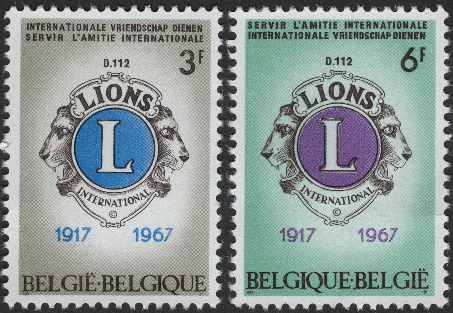 SCG2579 - Belgium 1967 Lions International 50th Anniversary Stamps (Pair)