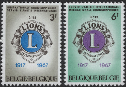 SCG2579 - Belgium 1967 Lions International 50th Anniversary Stamps (Pair)