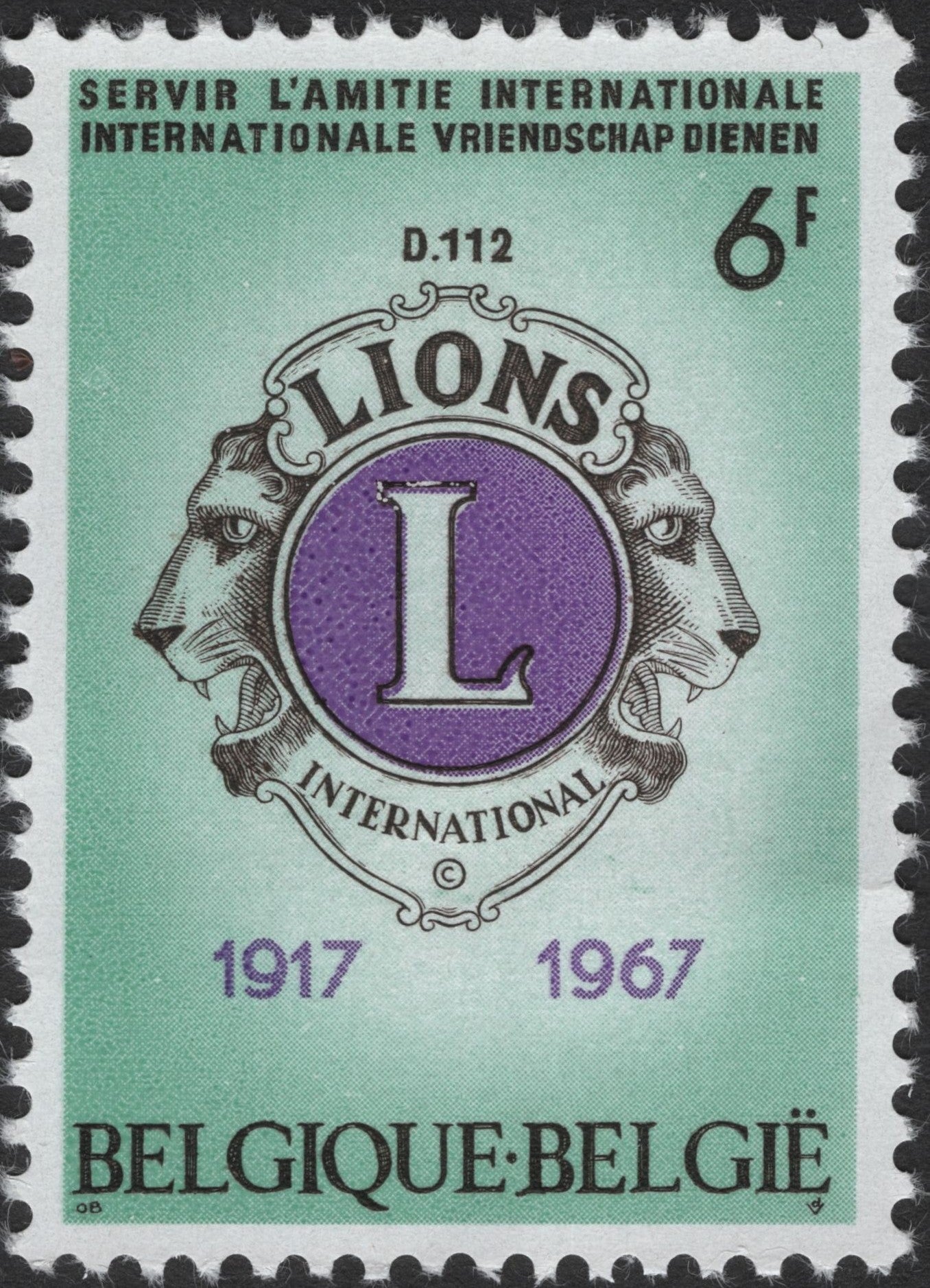 SCG2579 - Belgium 1967 Lions International 50th Anniversary Stamps (Pair)