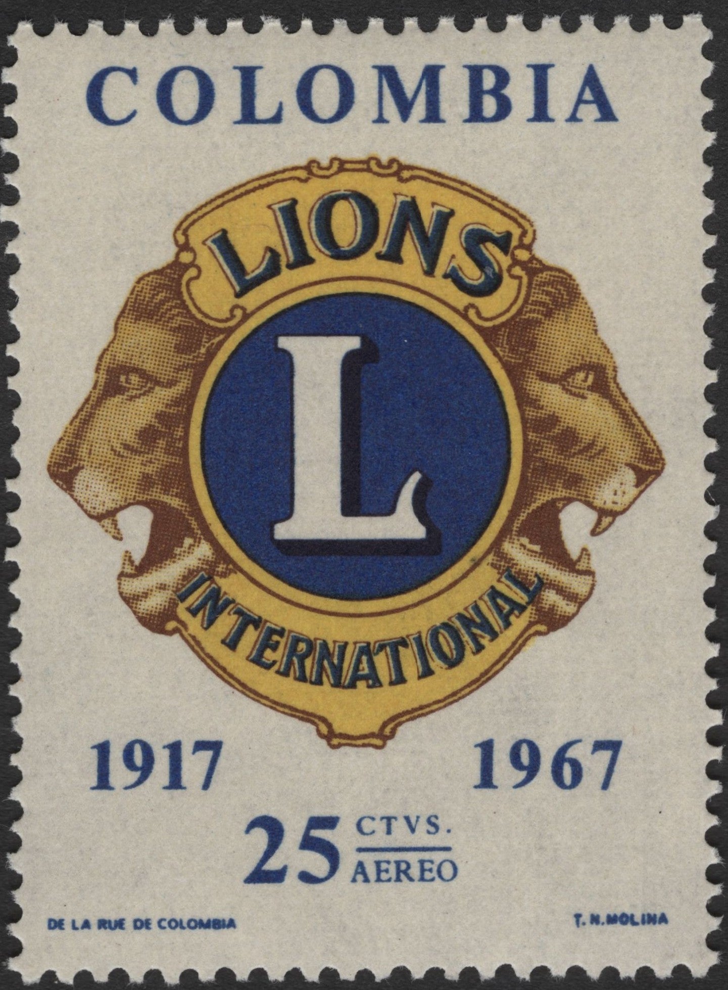 SCG2584 - 1967 Colombia Lions Clubs International 50th Anniversary Airmail Stamp