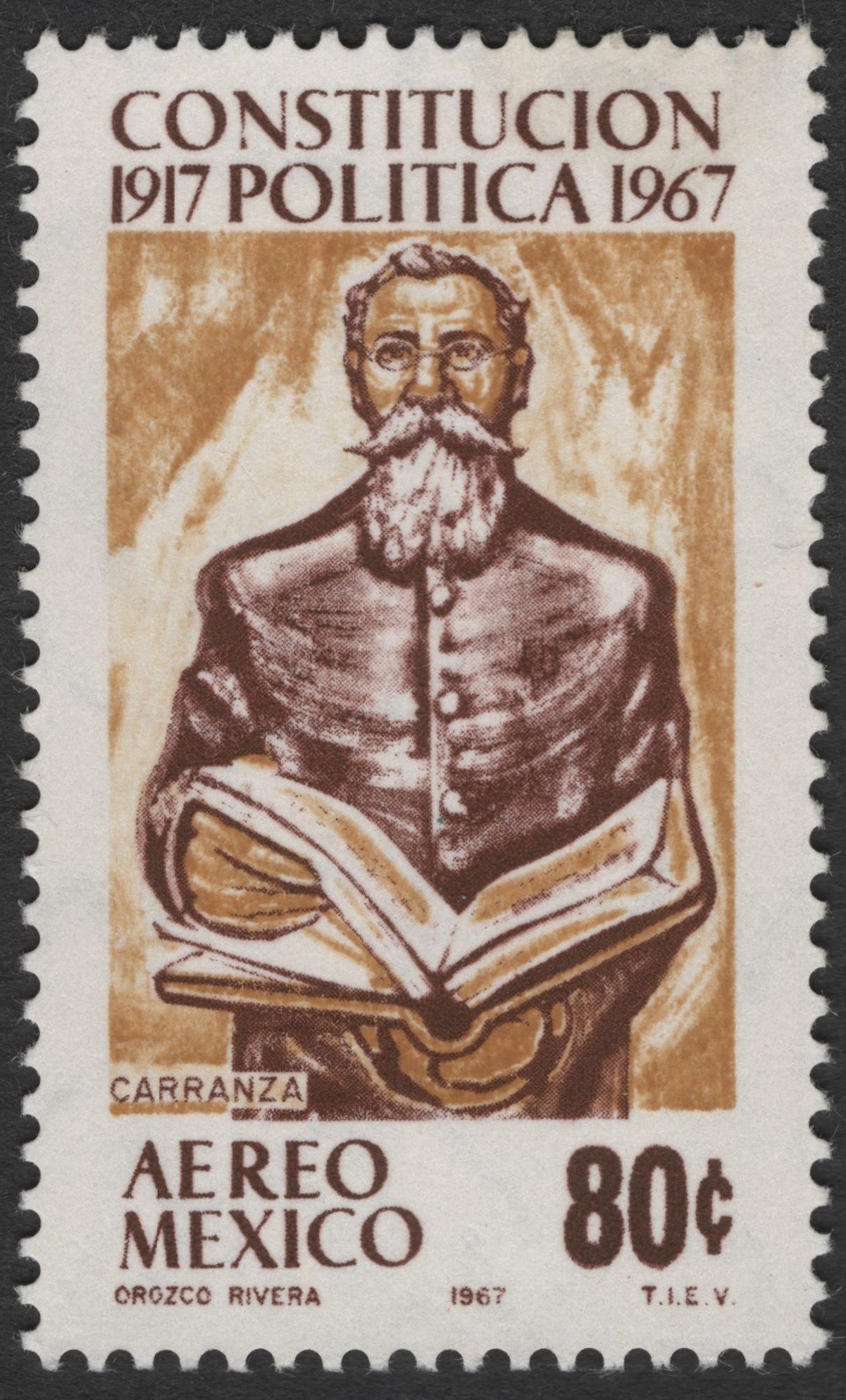 SCG2592 - 1967 Mexico Airmail Stamp – Constitution of 1917