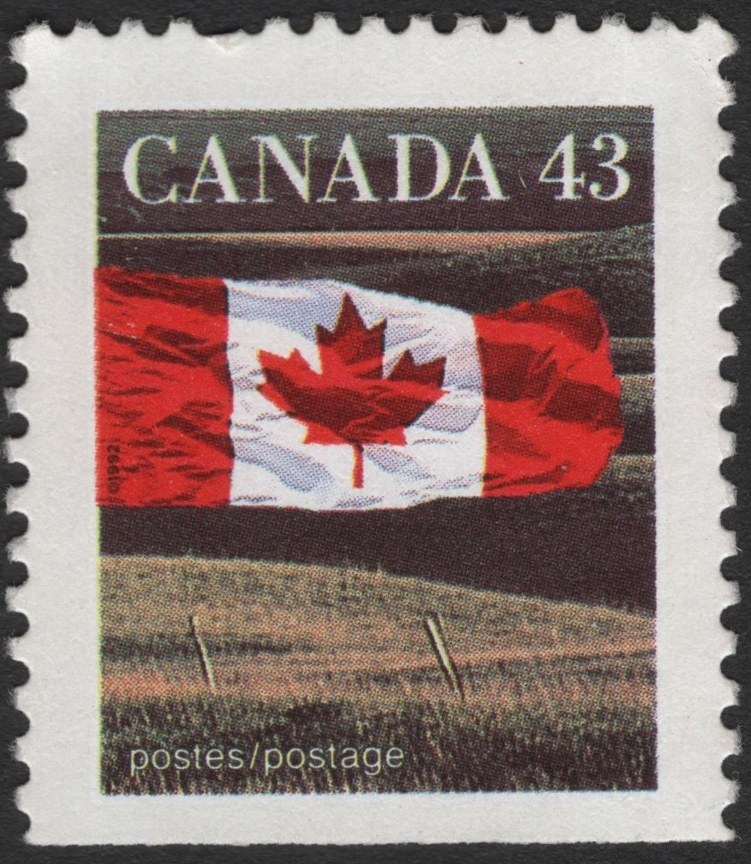 SCG2623 - Canada 1992 Maple Leaf Flag 43¢ Stamp