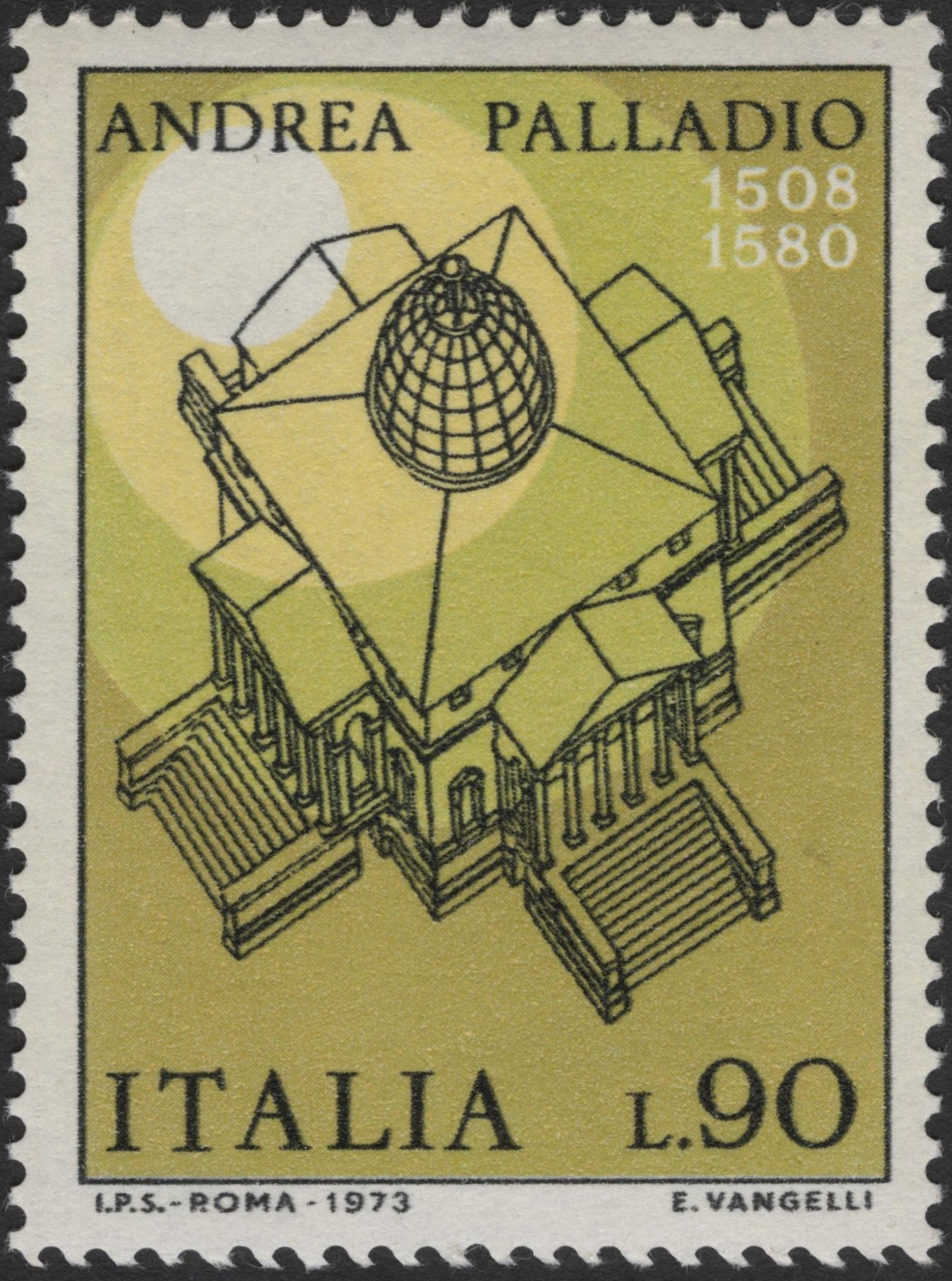 SCG2614 - Italy 1973 Andrea Palladio Commemorative Stamp – L.90