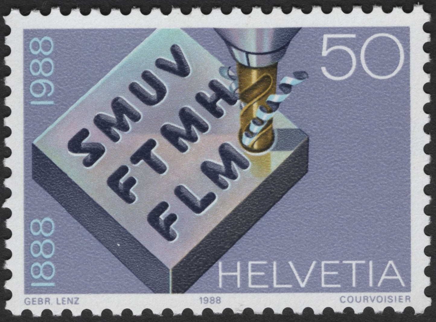 SCG2633 - Switzerland 1988 SMUV-FTMH-FLM Industrial Workers Union Stamp