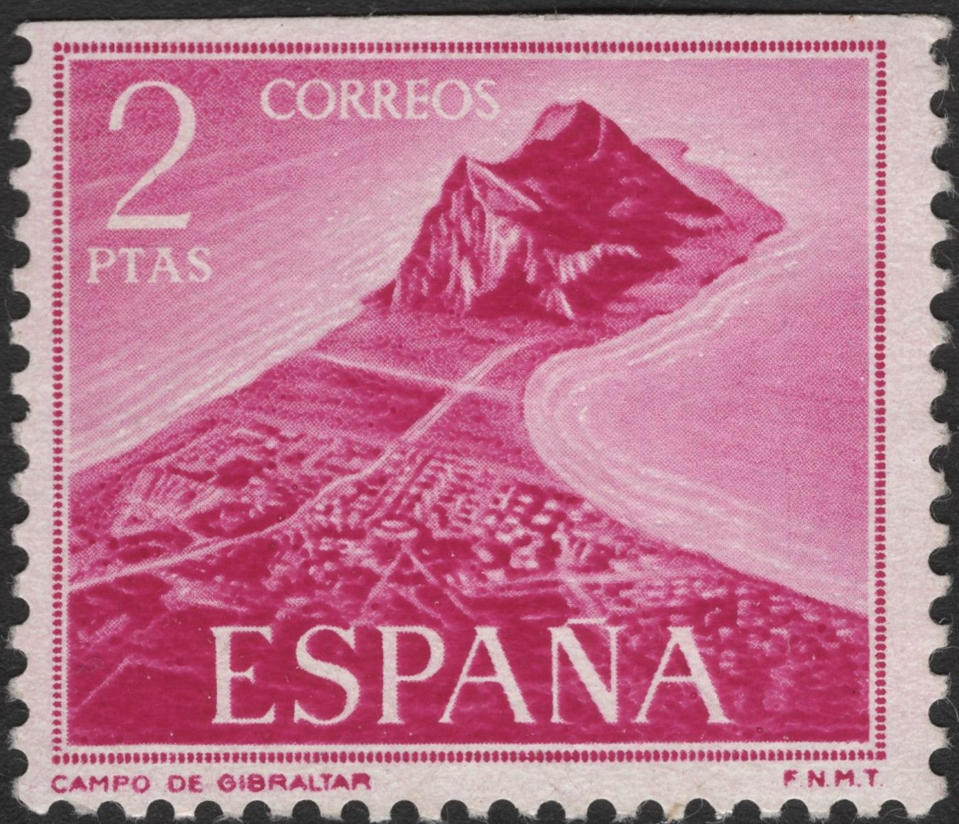 SCG2660 - Spain 2 Ptas "Campo de Gibraltar" Stamp (Rock of Gibraltar)