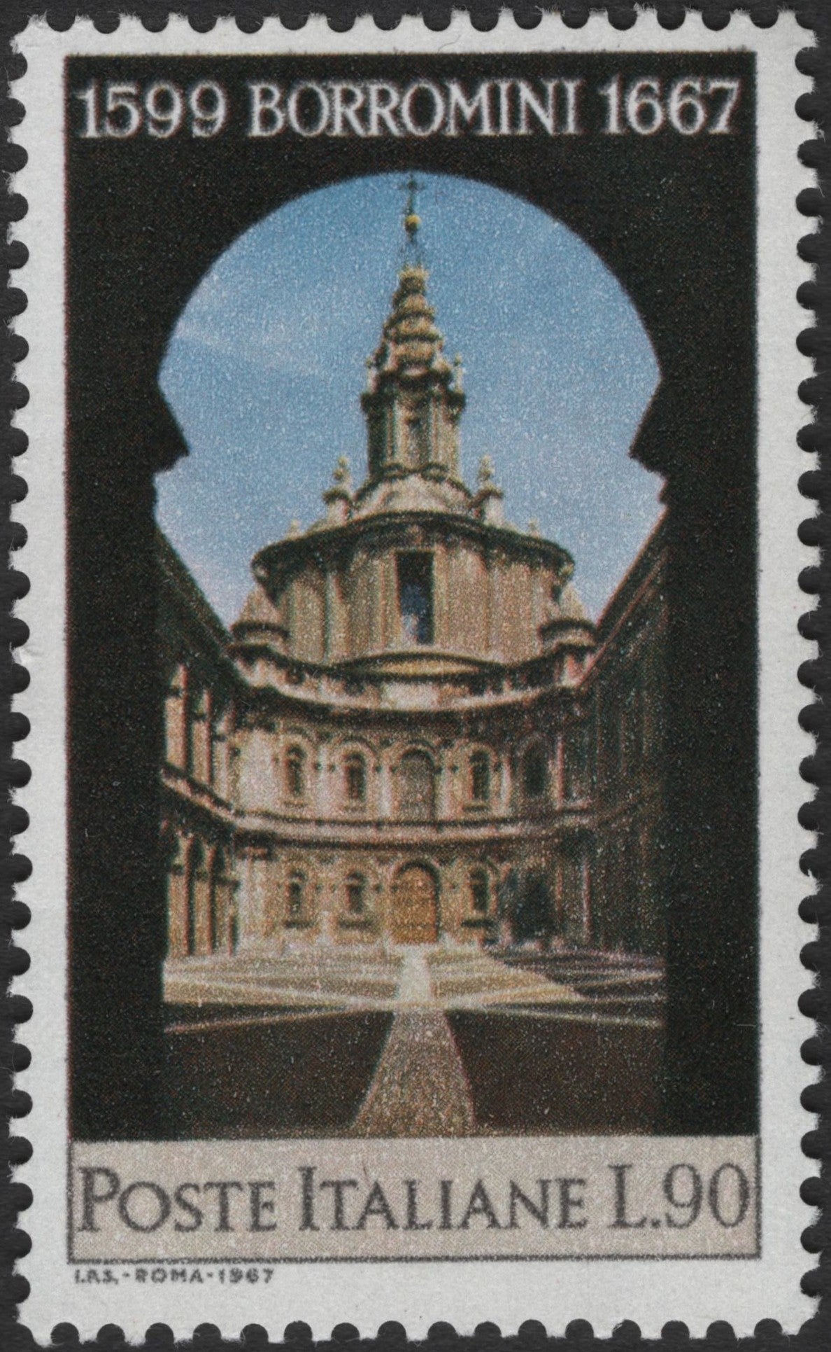 SCG2641 - Italy 1967 Francesco Borromini Commemorative Stamp – San Carlo alle Quattro Fontane