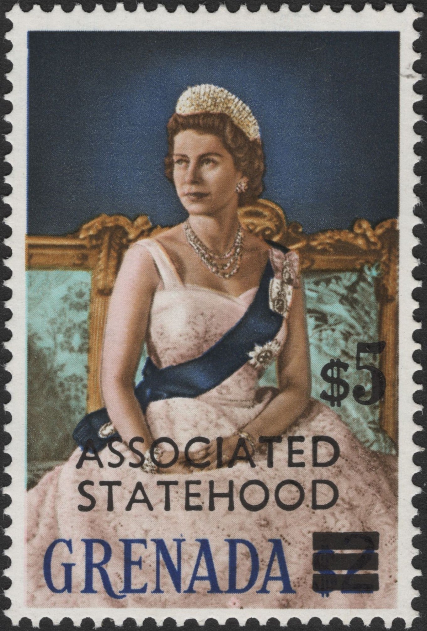 SCG2674 - Grenada $5 Associated Statehood Overprint – Queen Elizabeth II