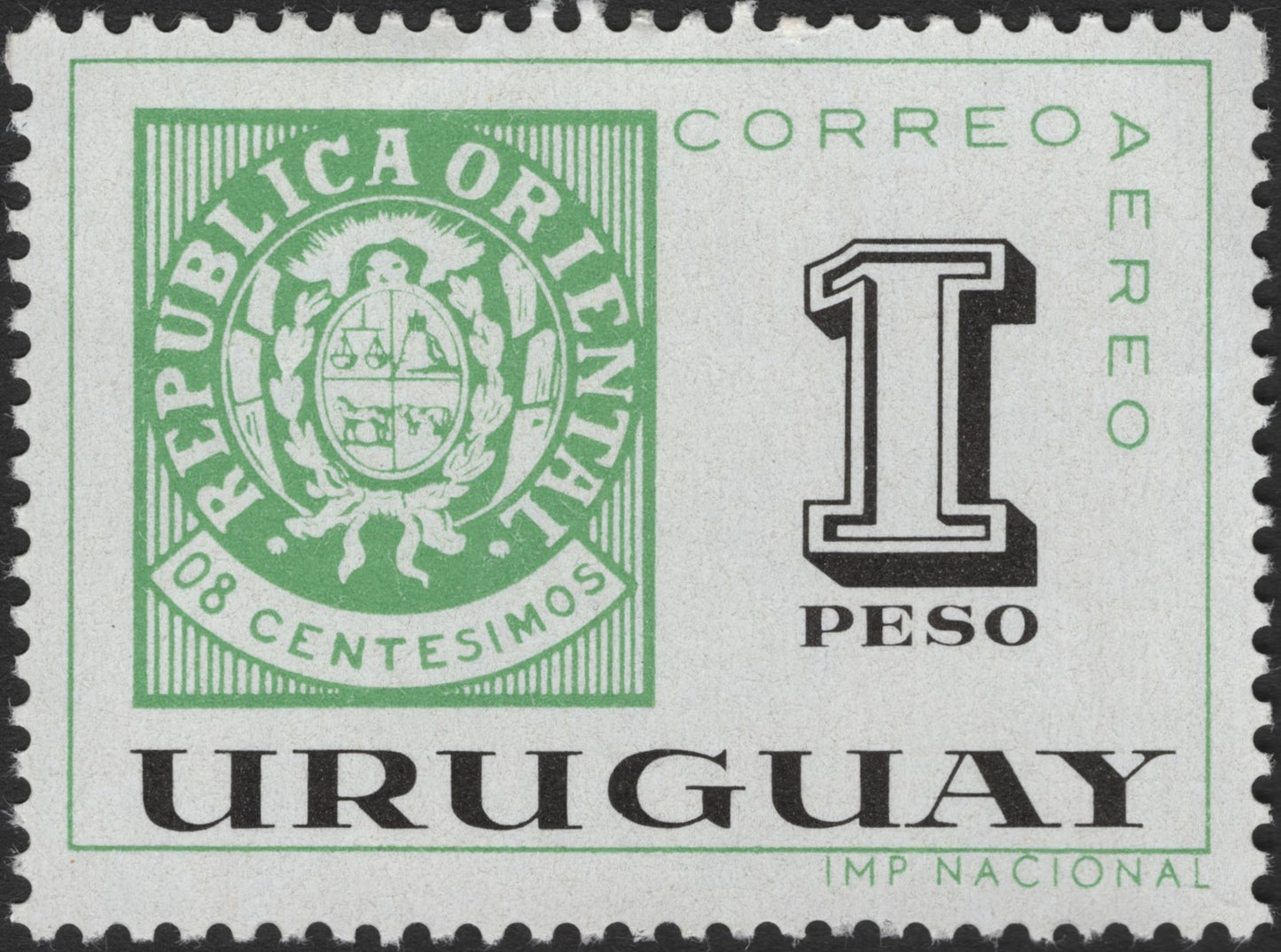 SCG2678 - Uruguay 1 Peso Airmail Stamp – National Emblem Design