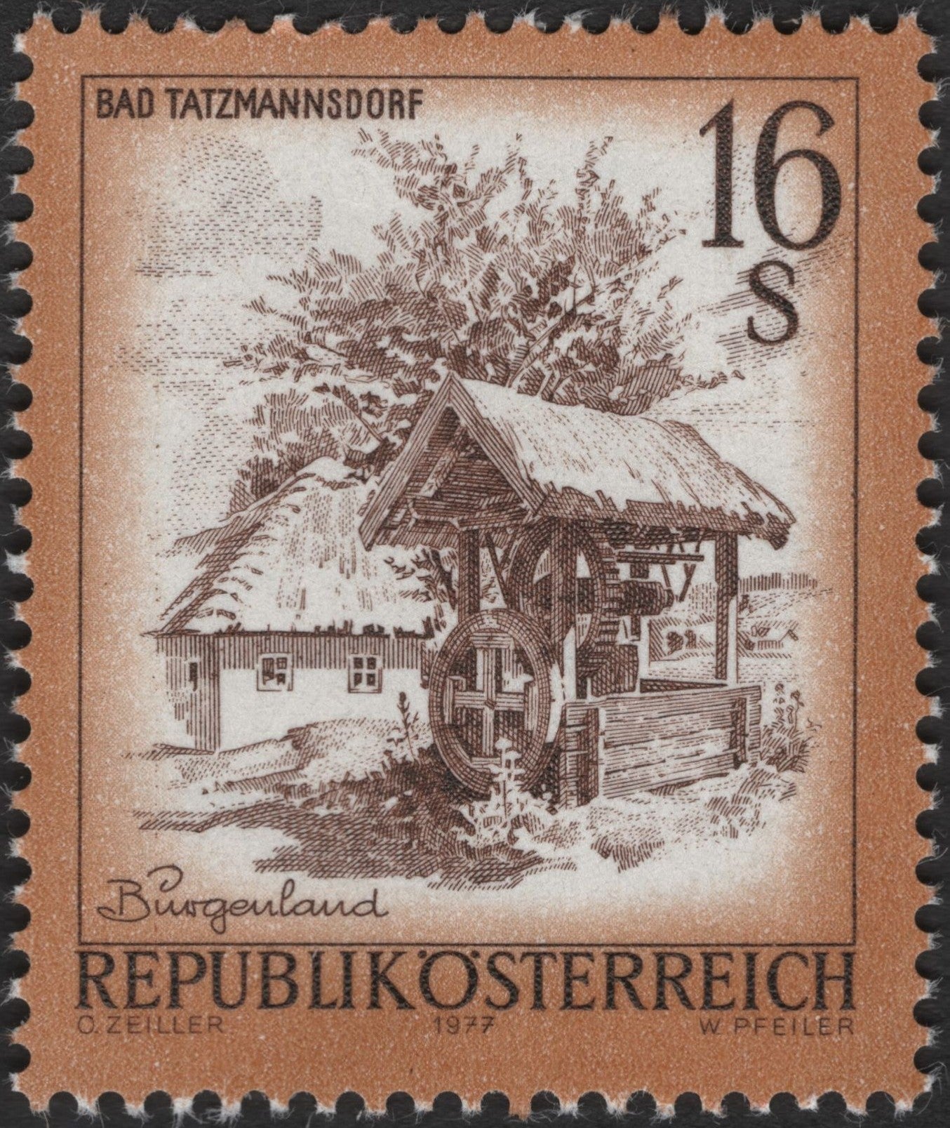 SCG2686 - Austria 1977 Bad Tatzmannsdorf 16s Stamp – Burgenland Series