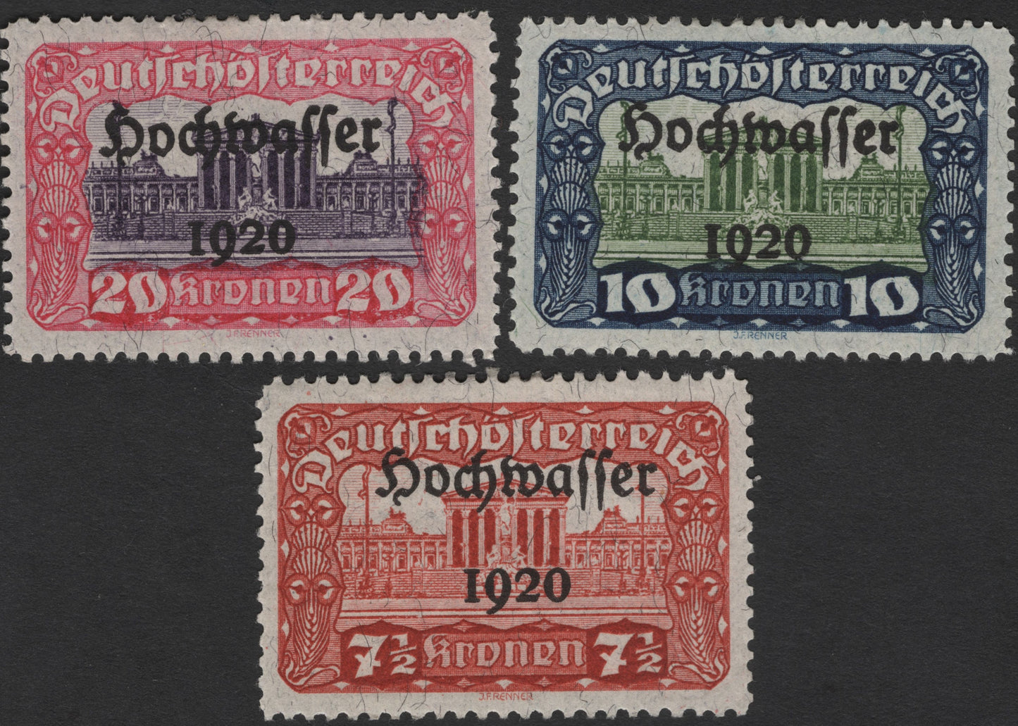 SCG2706 - 1920 Austria Flood Relief Overprint Stamps – Parliament Series