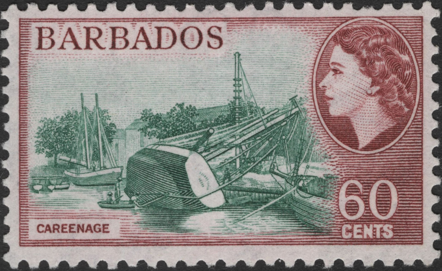 SCG2698 - Barbados 60c Careenage Stamp – Queen Elizabeth II