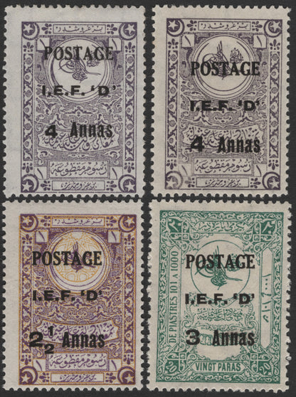 SCG2692 - Indian Expeditionary Force D Overprinted Ottoman Stamps – Anna Values Set
