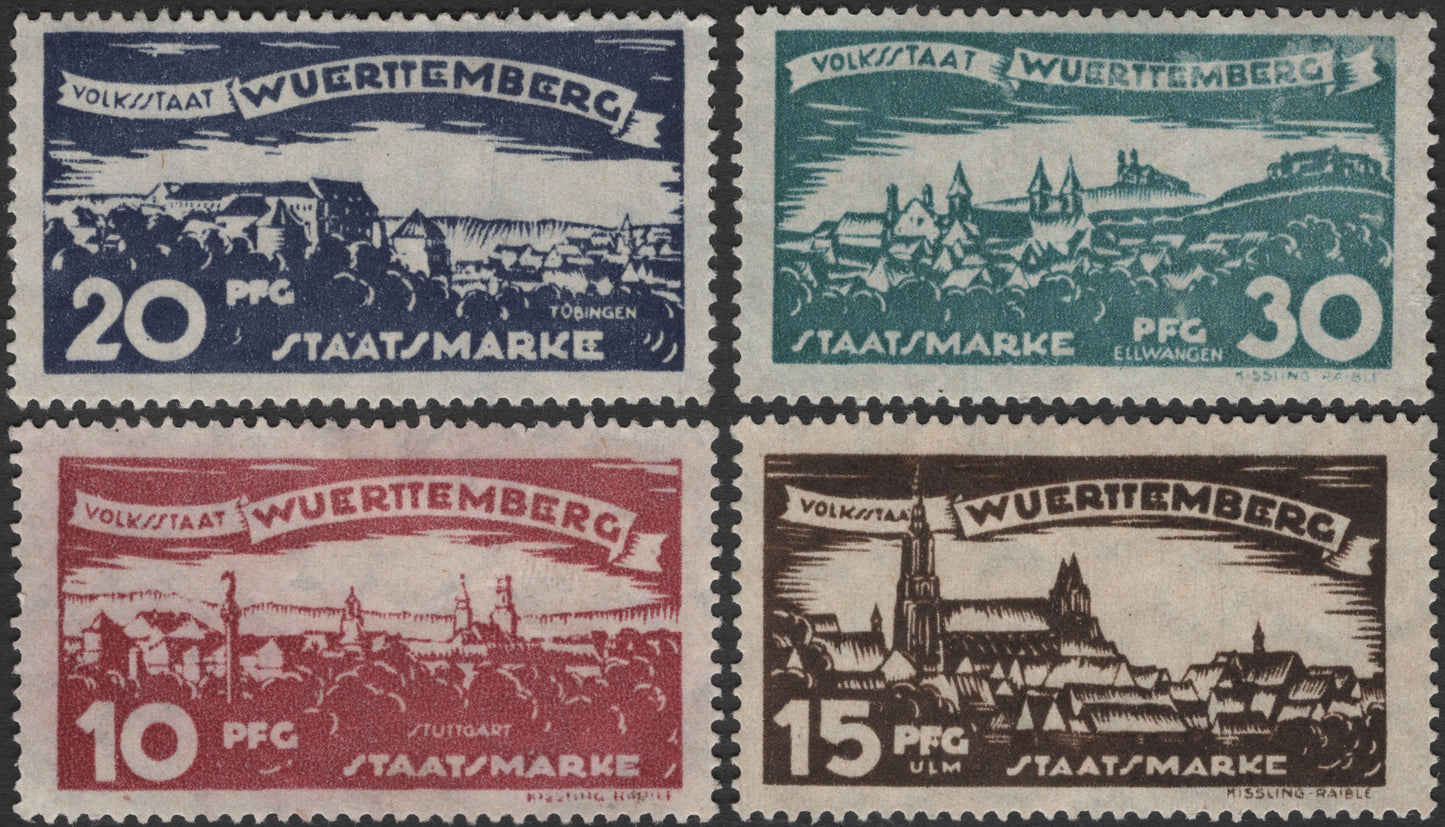 SCG2690 - Württemberg State Scenic Views Set – 10–30 Pfennig (Stuttgart, Tübingen, Ulm, Ellwangen)
