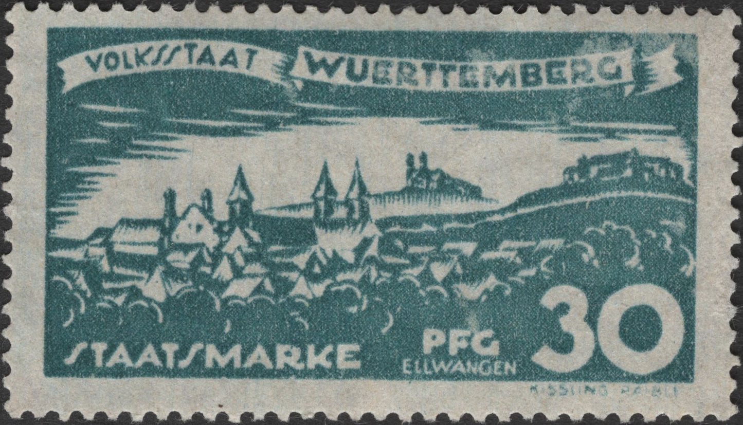 SCG2690 - Württemberg State Scenic Views Set – 10–30 Pfennig (Stuttgart, Tübingen, Ulm, Ellwangen)
