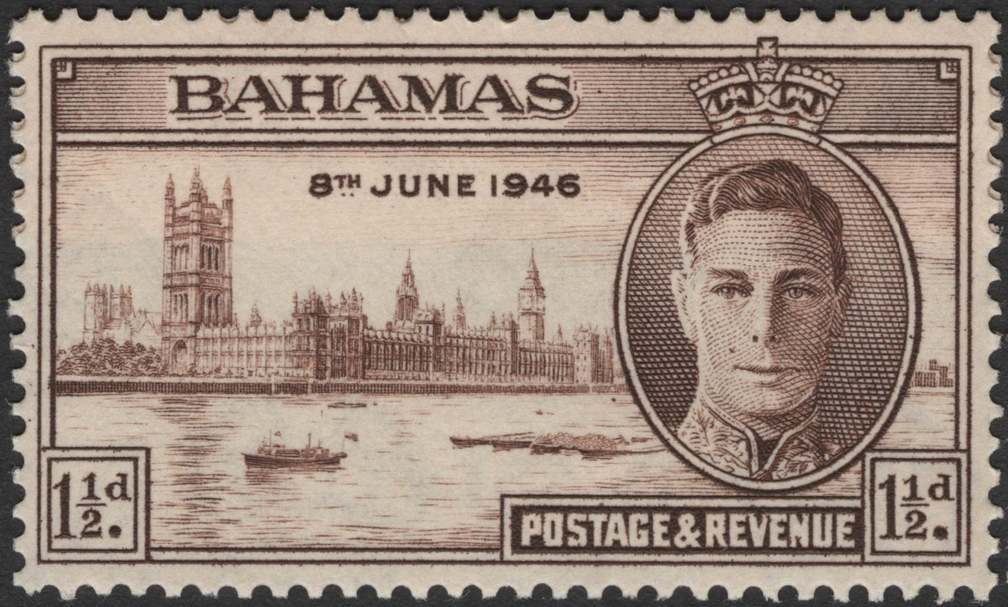 SCG2696 - 1946 Bahamas Victory Stamp – King George VI and Westminster